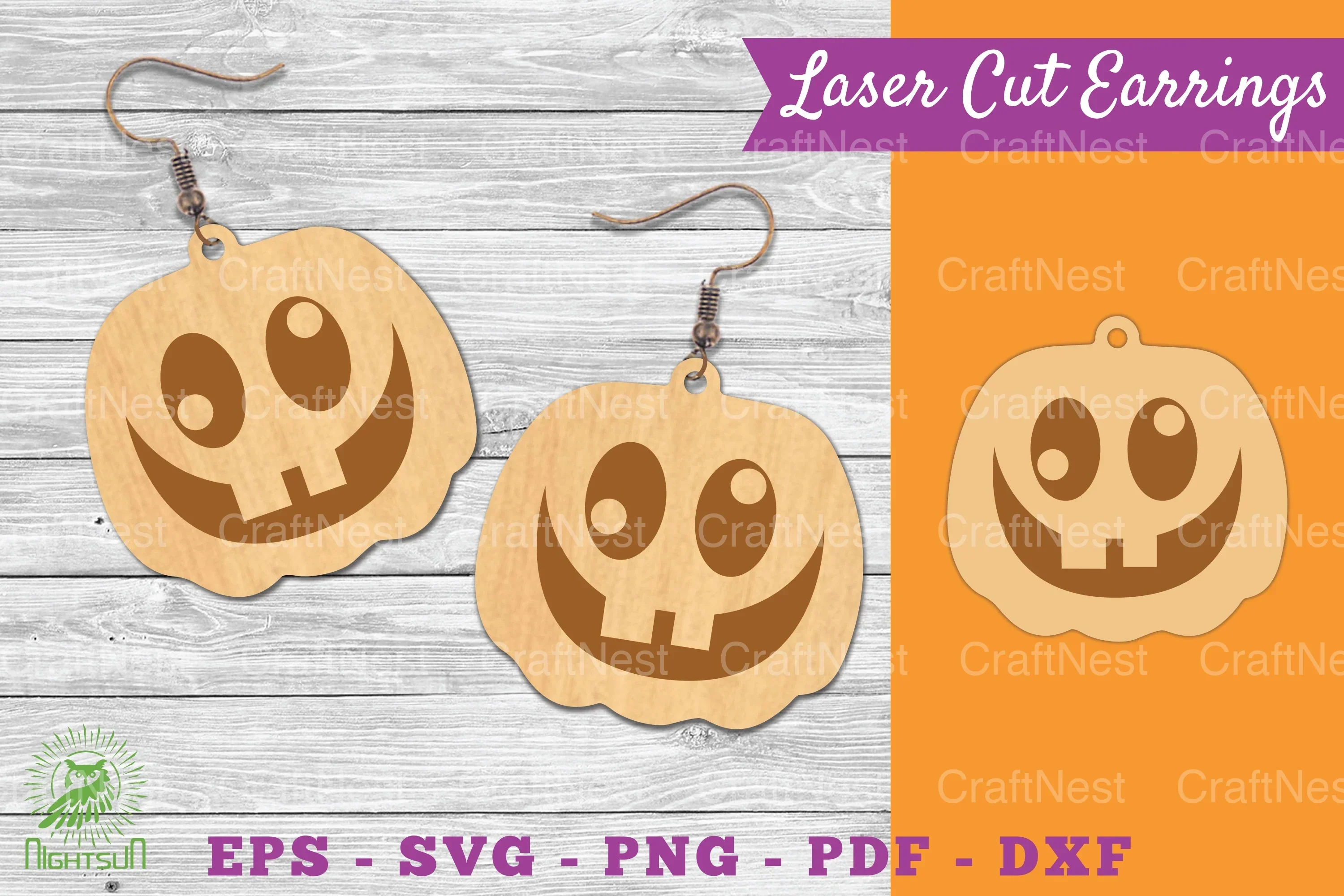 Pumpkin Face Laser Cut Earrings SVG Bundle