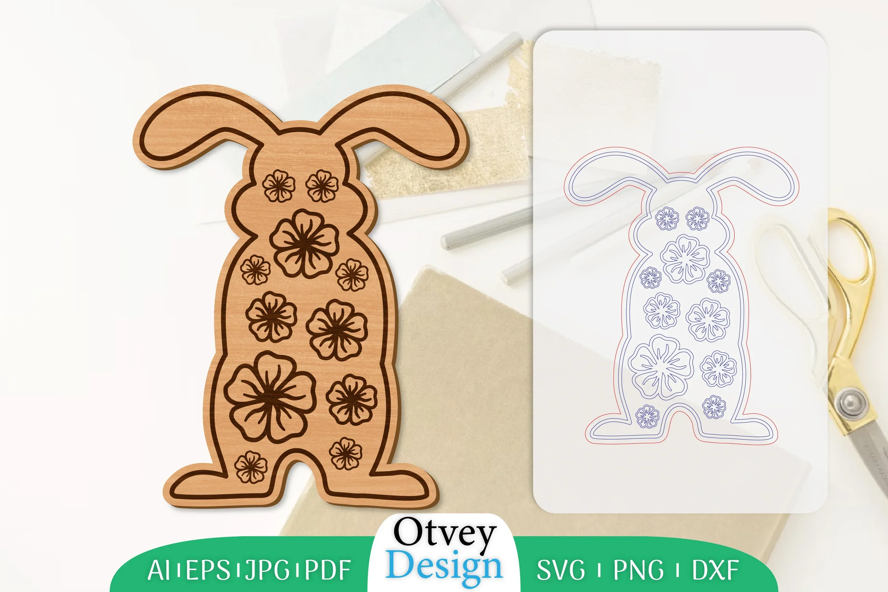 Rabbit Flower Lasercut SVG Bundle