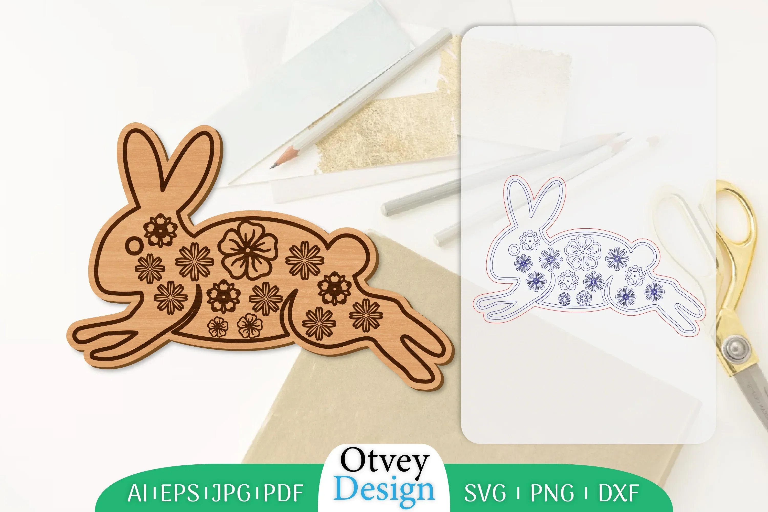 Rabbit Flower Lasercut SVG Bundle