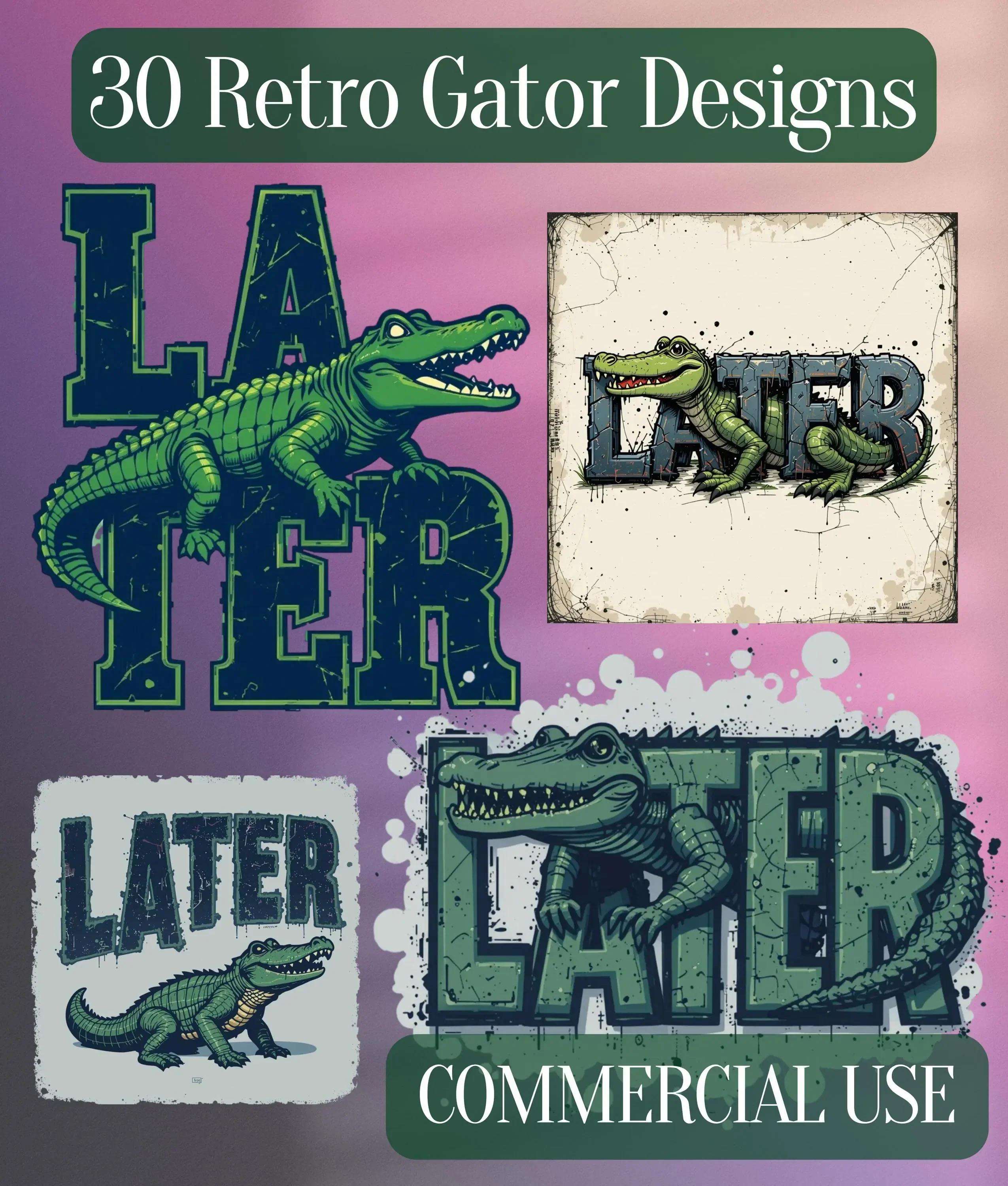 Retro Alligator SVG Bundle - Image 3