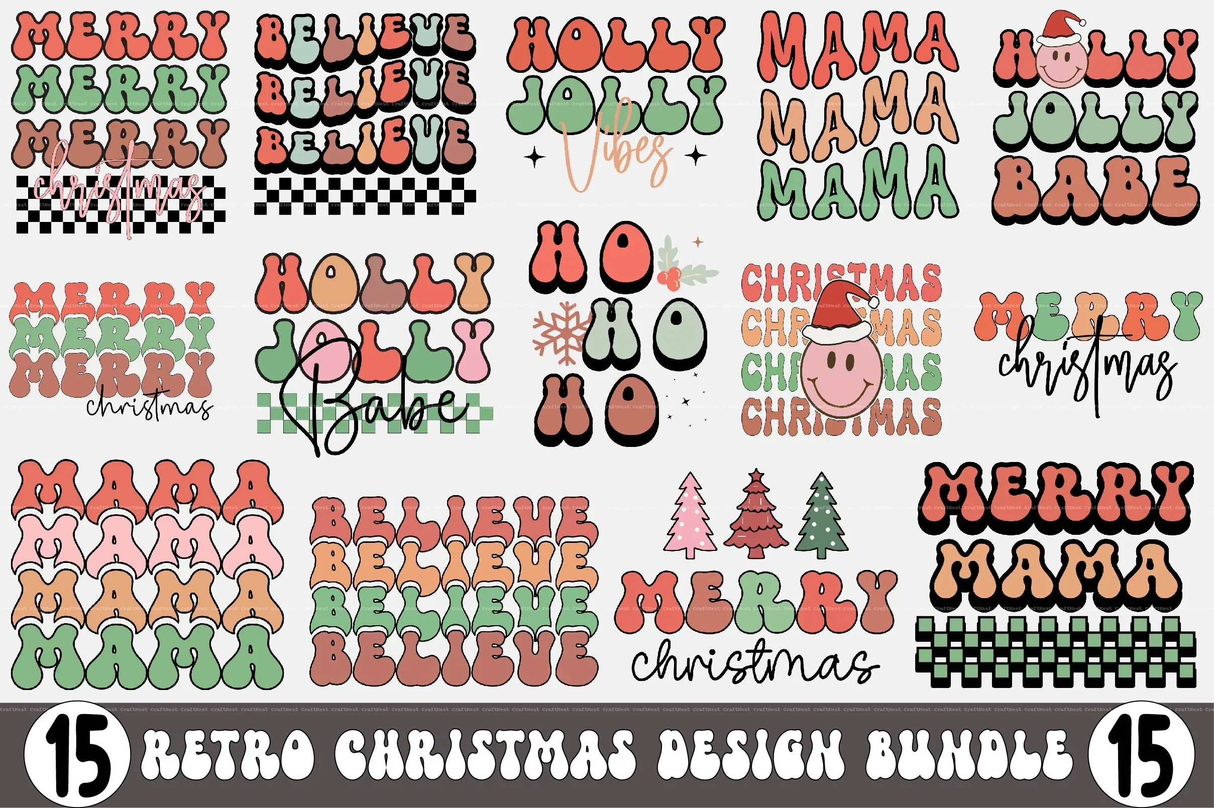 Retro Christmas Design SVG Bundle