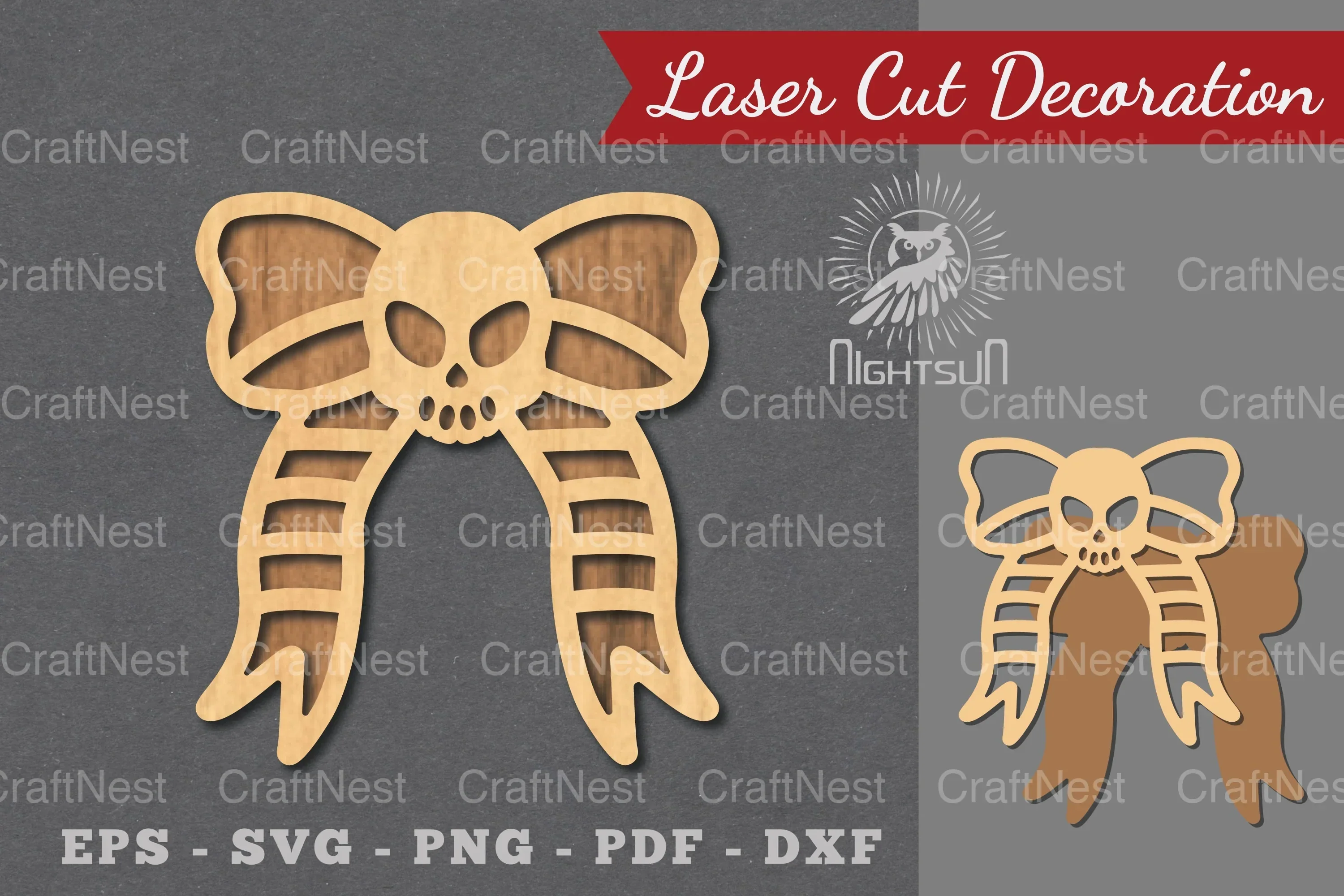 Ribbon Skull Laser Cut Decoration Clipart Bundle
