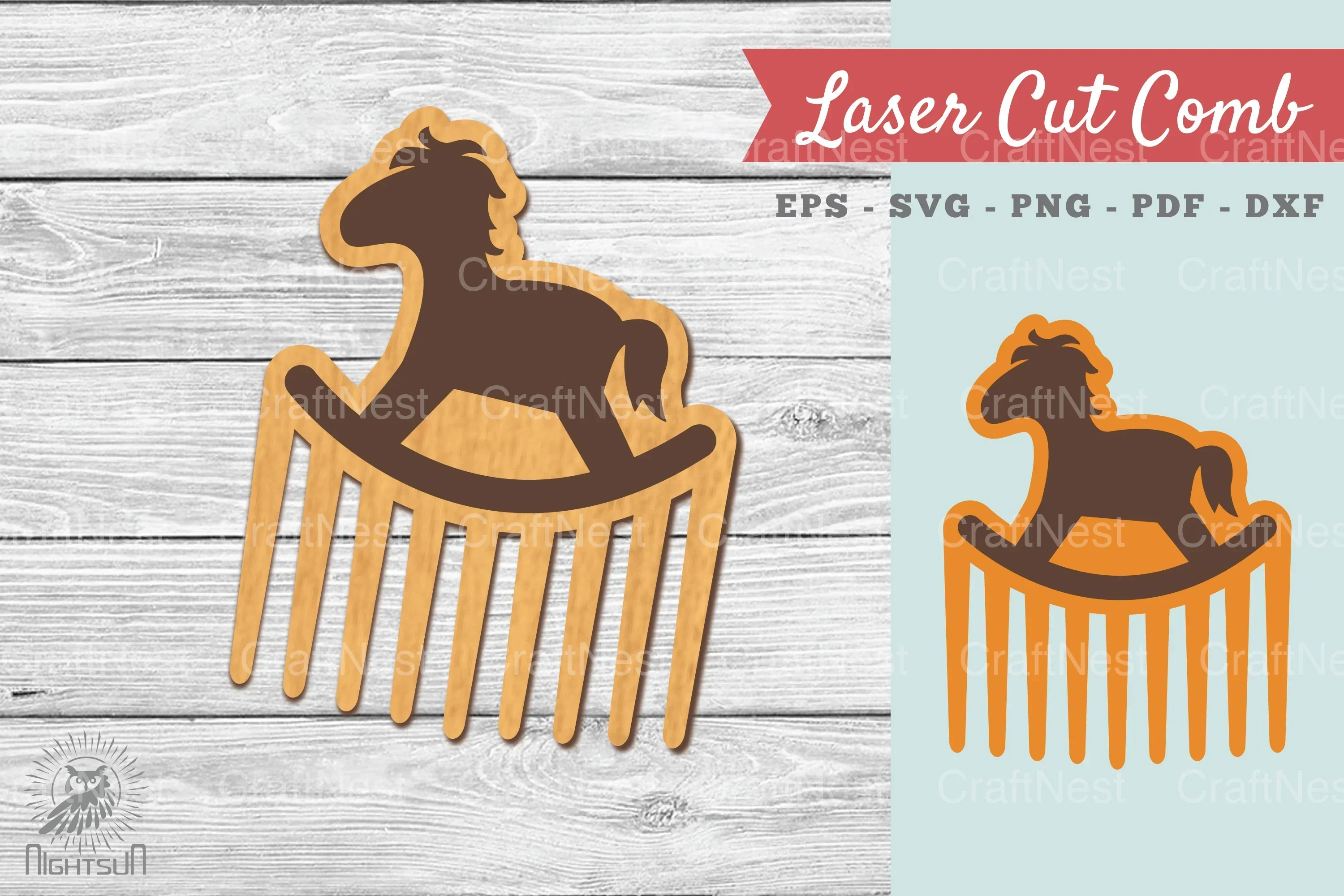 Rocking Horse Laser Cut Comb Clipart Bundle