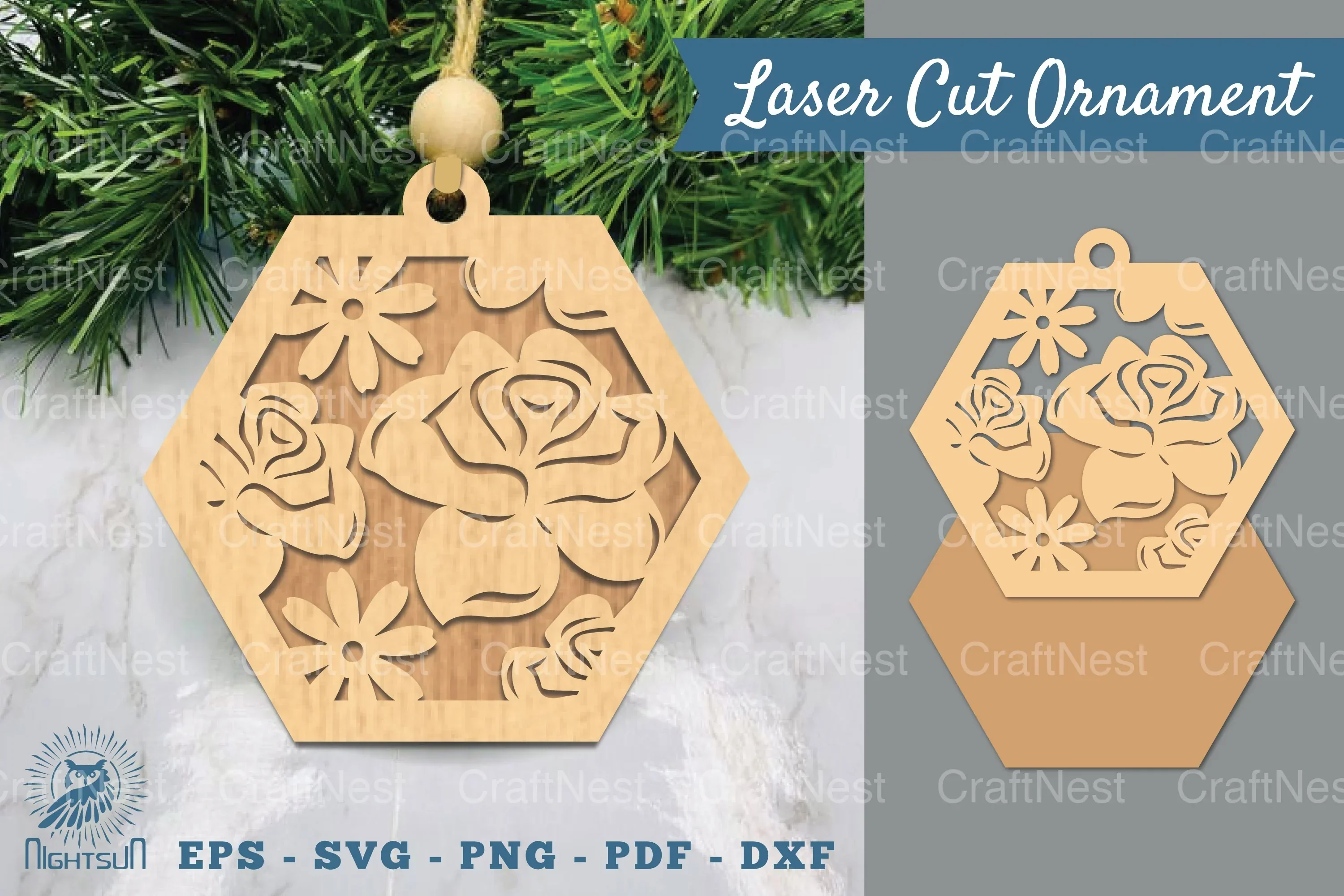 Rose Flower Laser Cut Ornament Clipart Bundle
