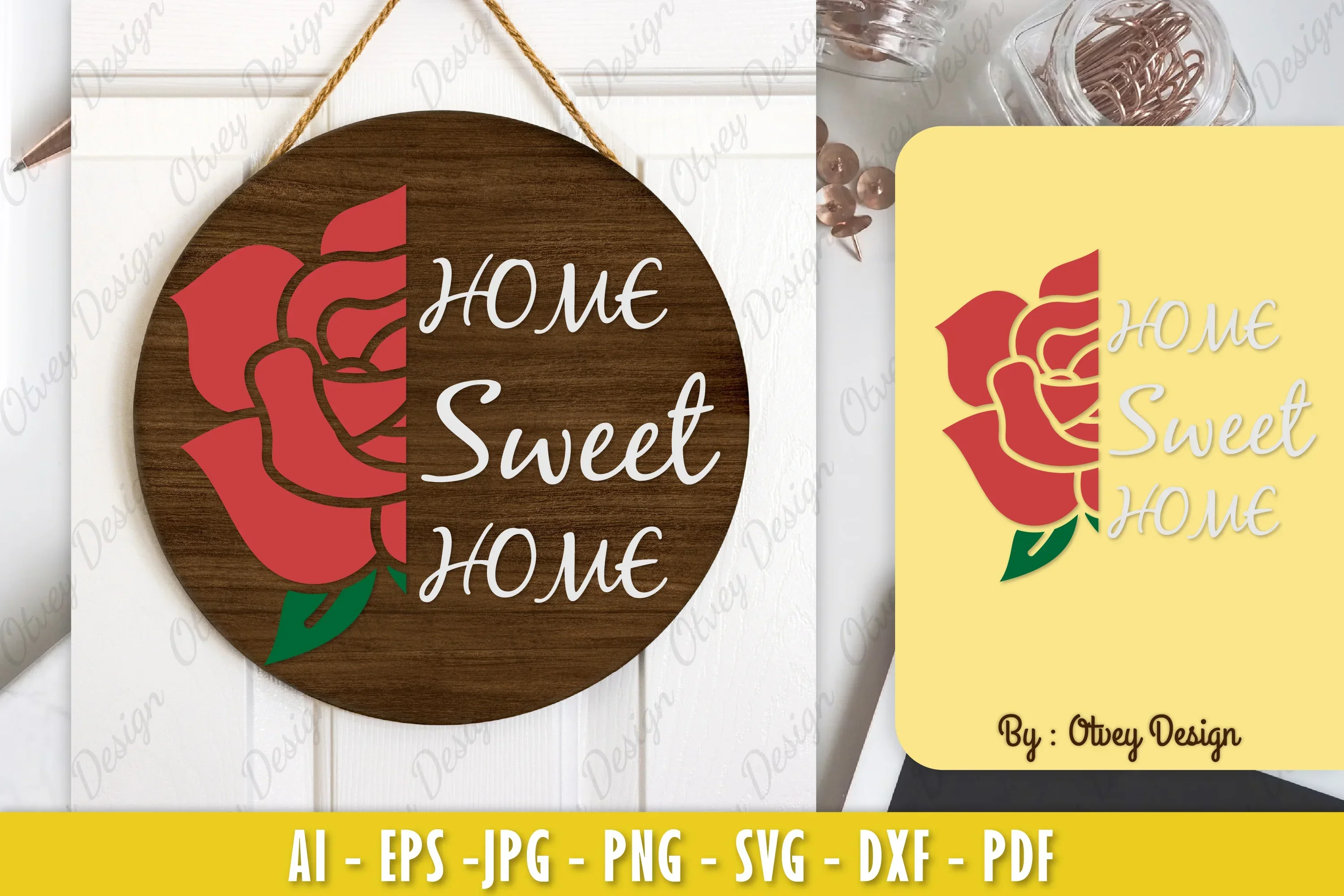 Rose Flower Welcome Sign SVG Bundle