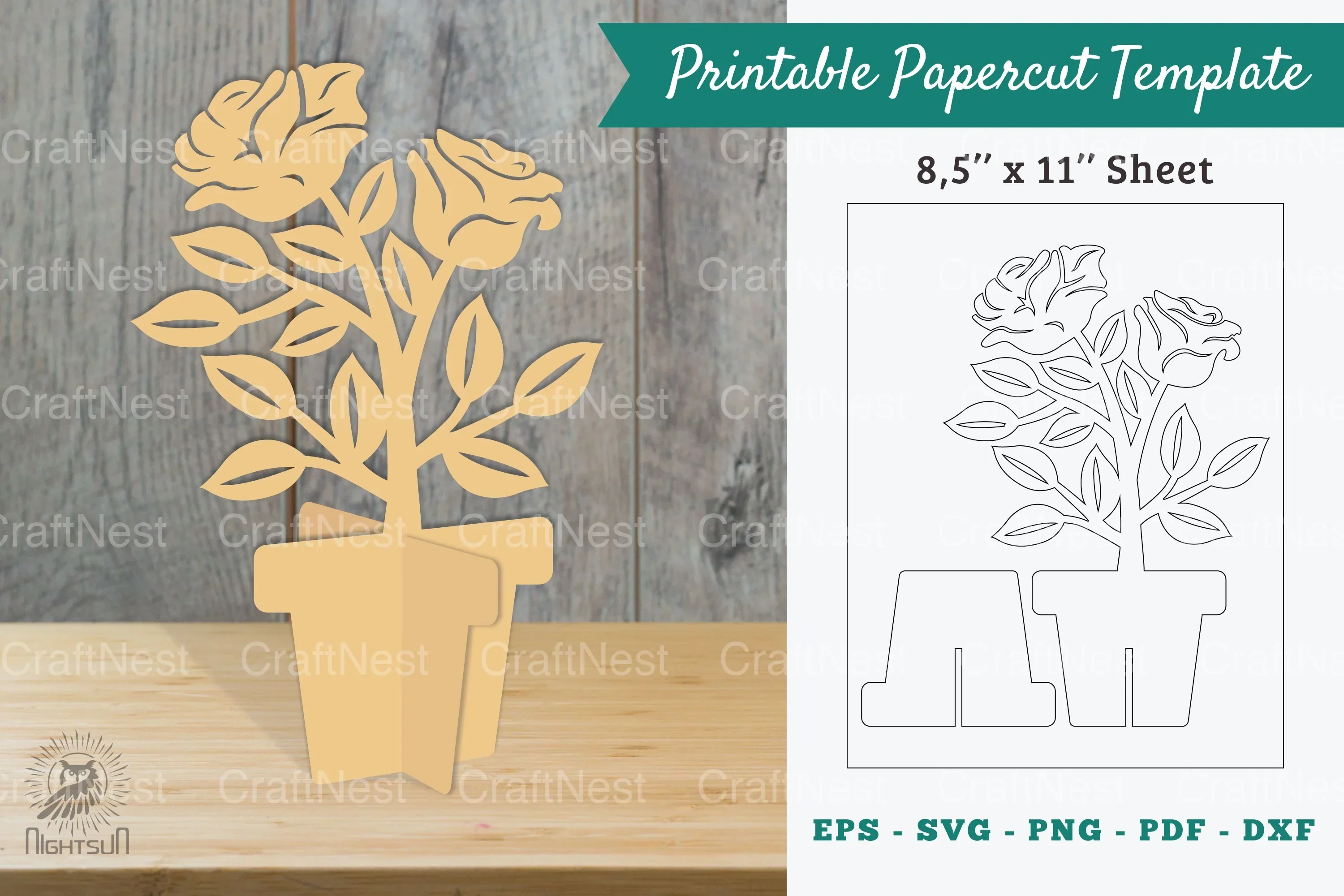 Rose Flowers Printable Cut Template Bundle