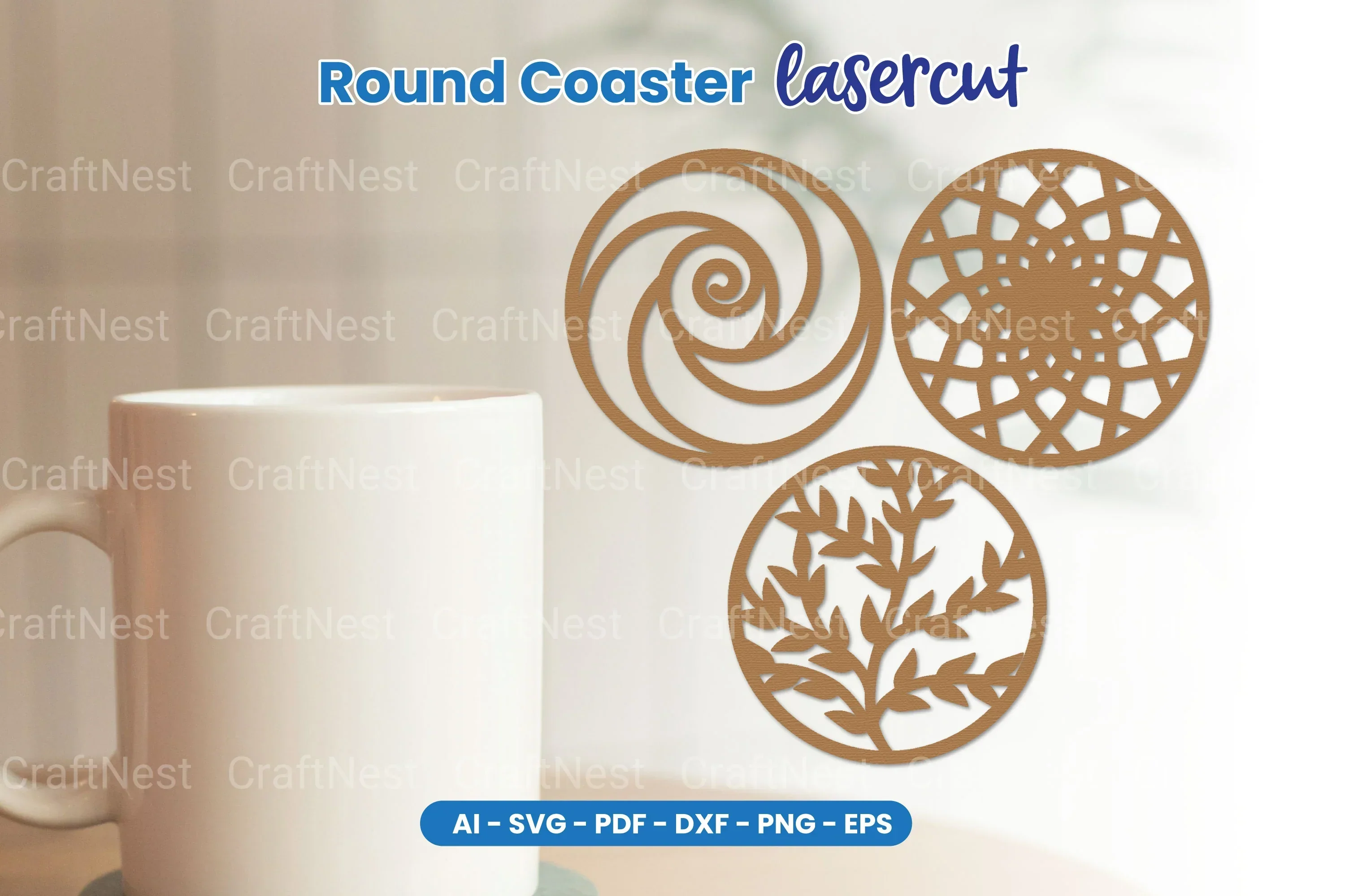 Round Coaster Laser Cut SVG Bundle