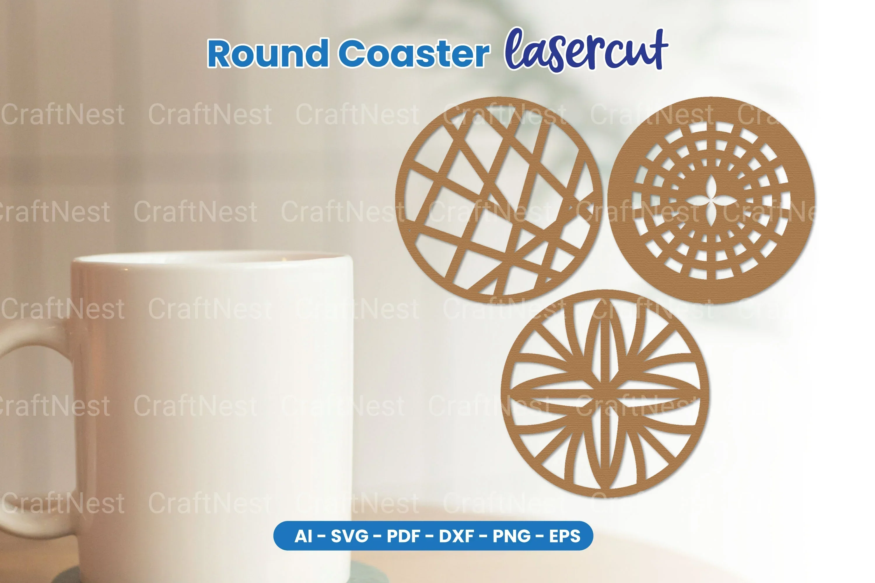 Round Coaster Laser Cut SVG Bundle