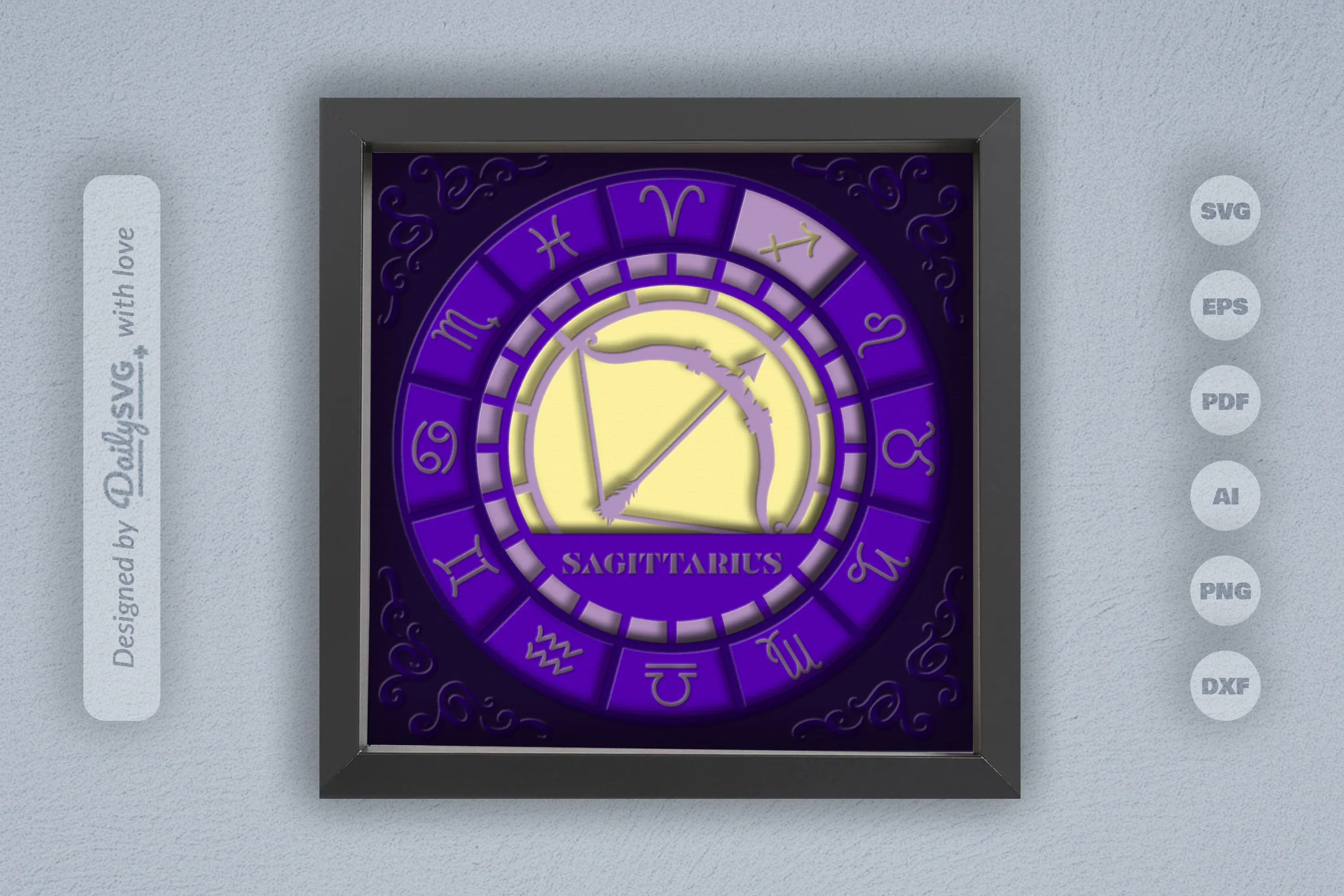 Sagittarius Zodiac 3D Shadow Box Papercut SVG Bundle