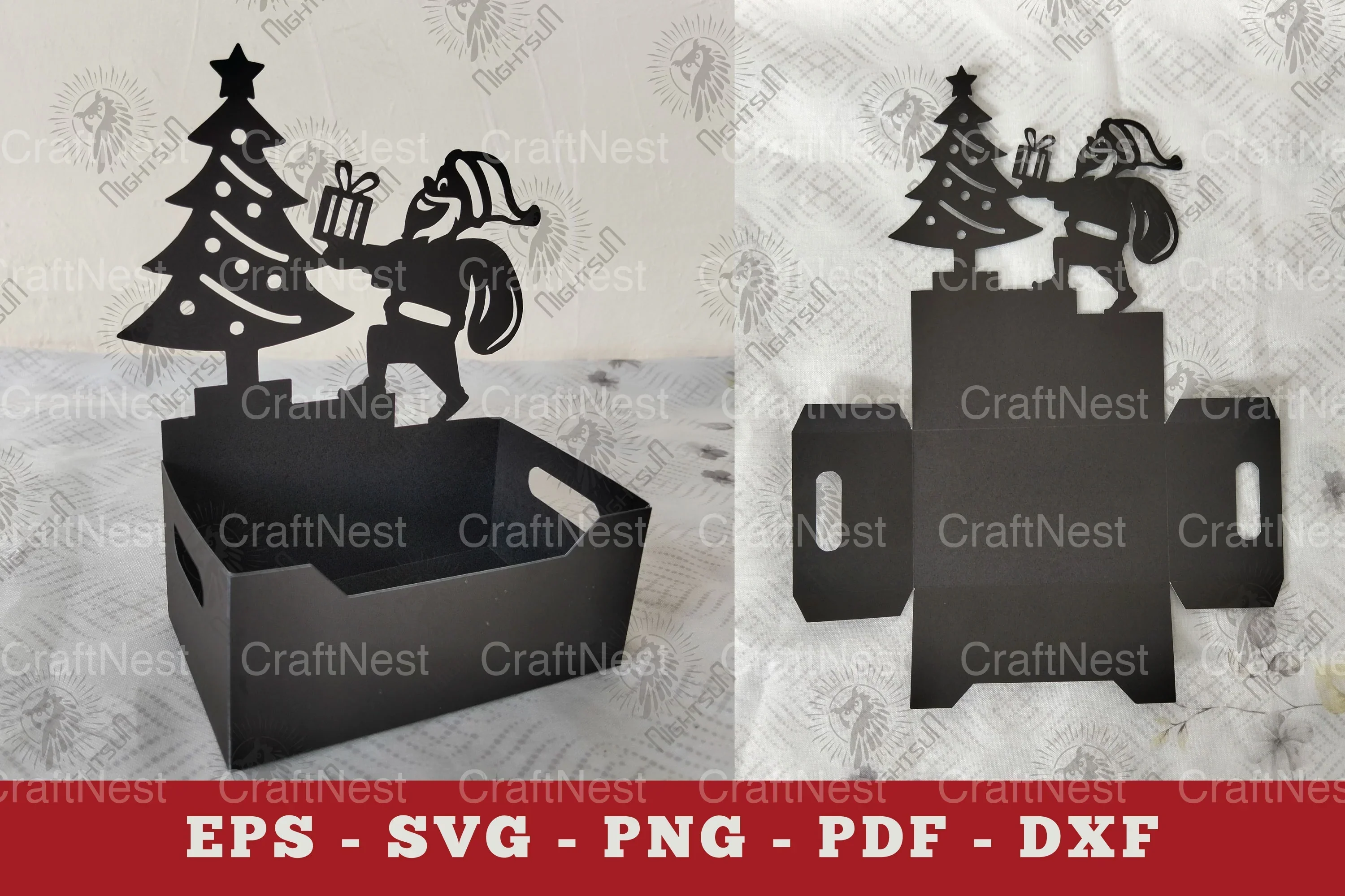 Santa and Gift Box Display Papercut Clipart Bundle
