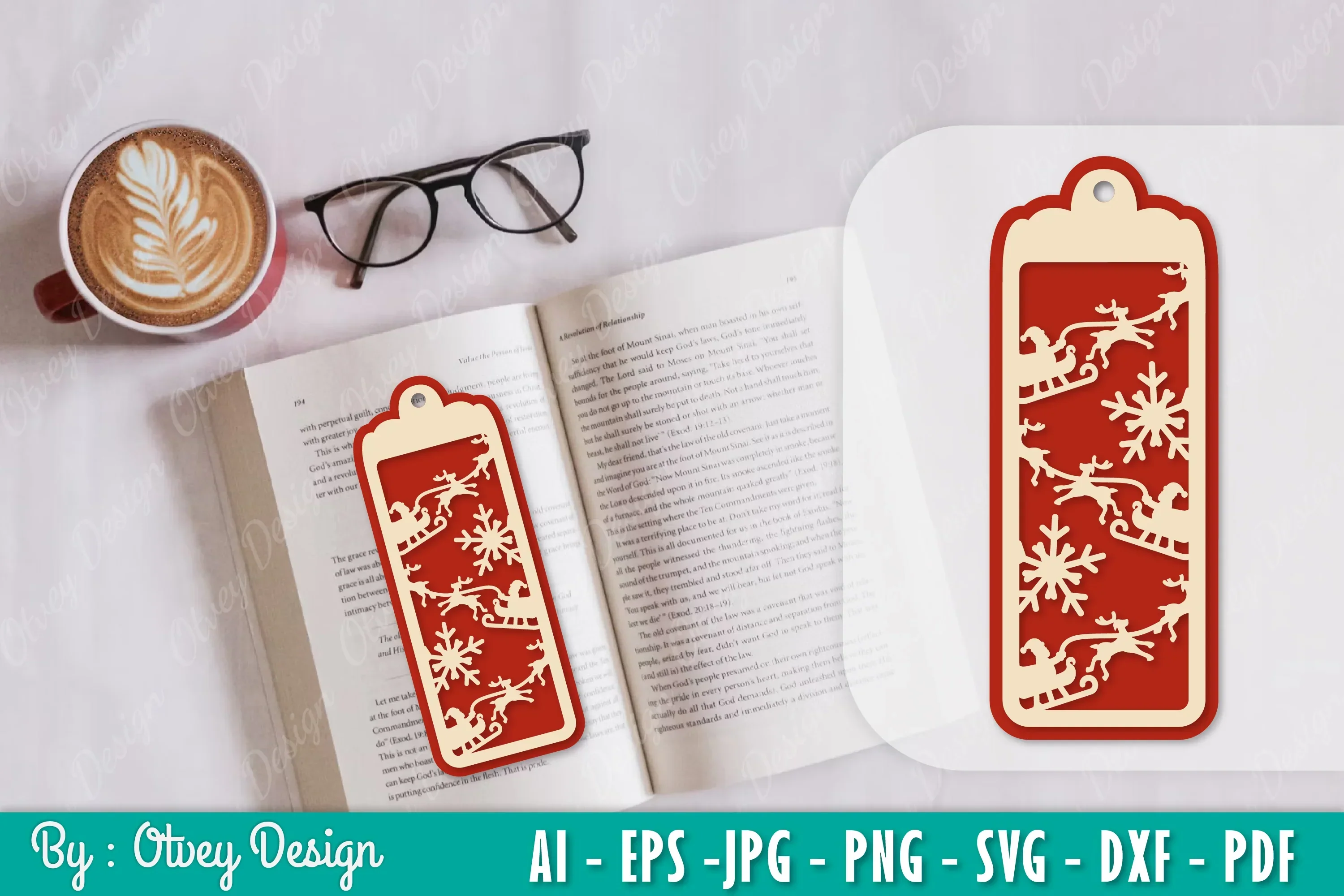 Santa Sleigh Bookmark SVG Bundle