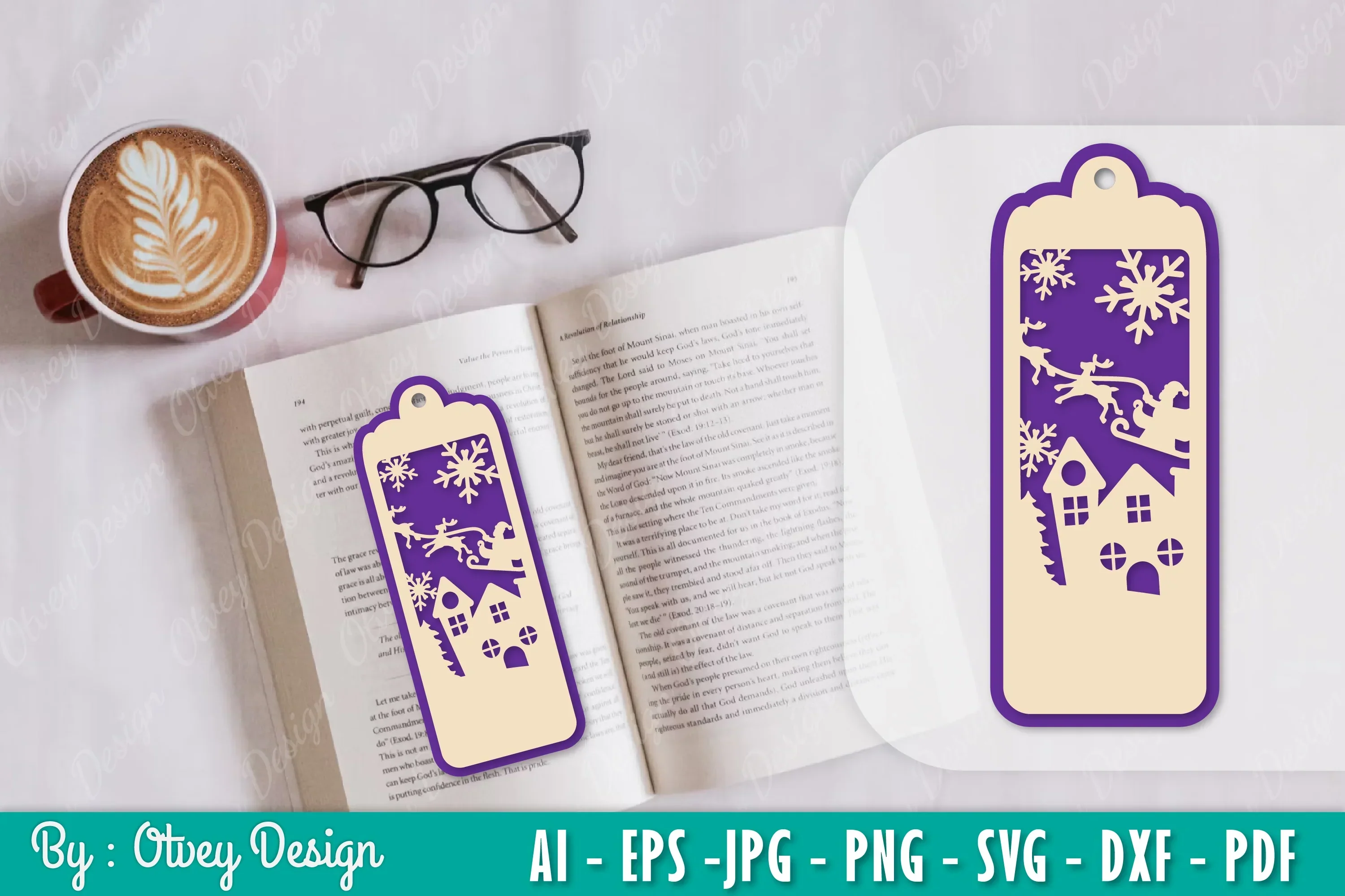 Santa Sleigh Bookmark SVG Bundle