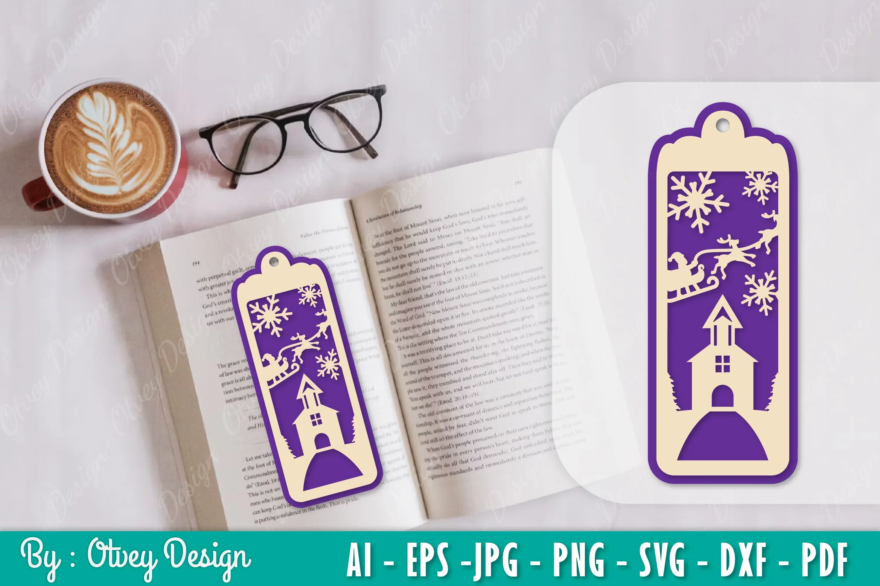 Santa Sleigh Bookmark SVG Bundle