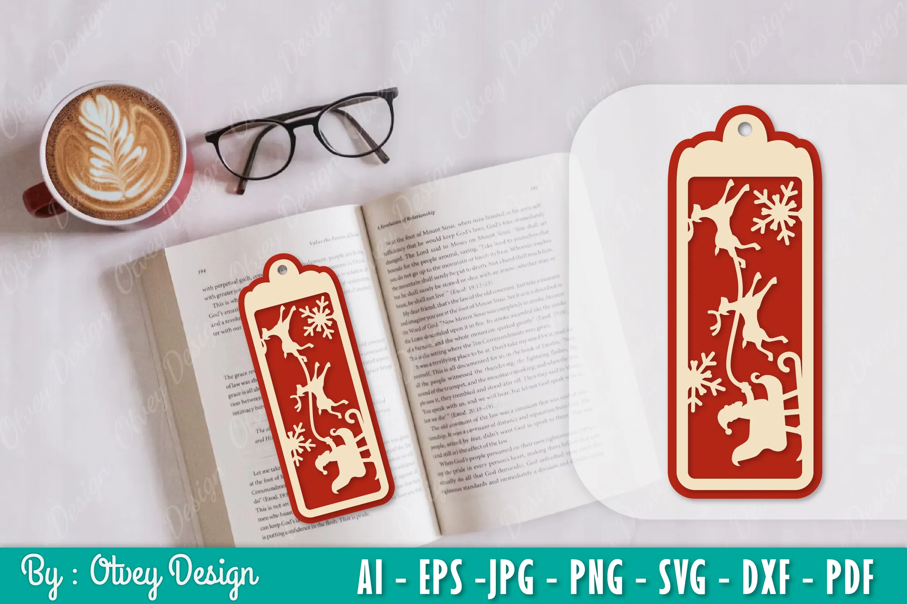 Santa Sleigh Bookmark SVG Bundle