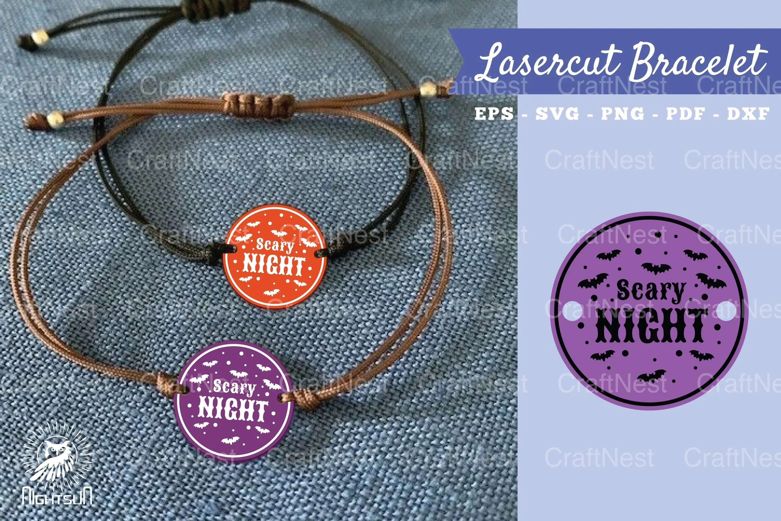 Scary Night Laser Cut Bracelet Design Bundle