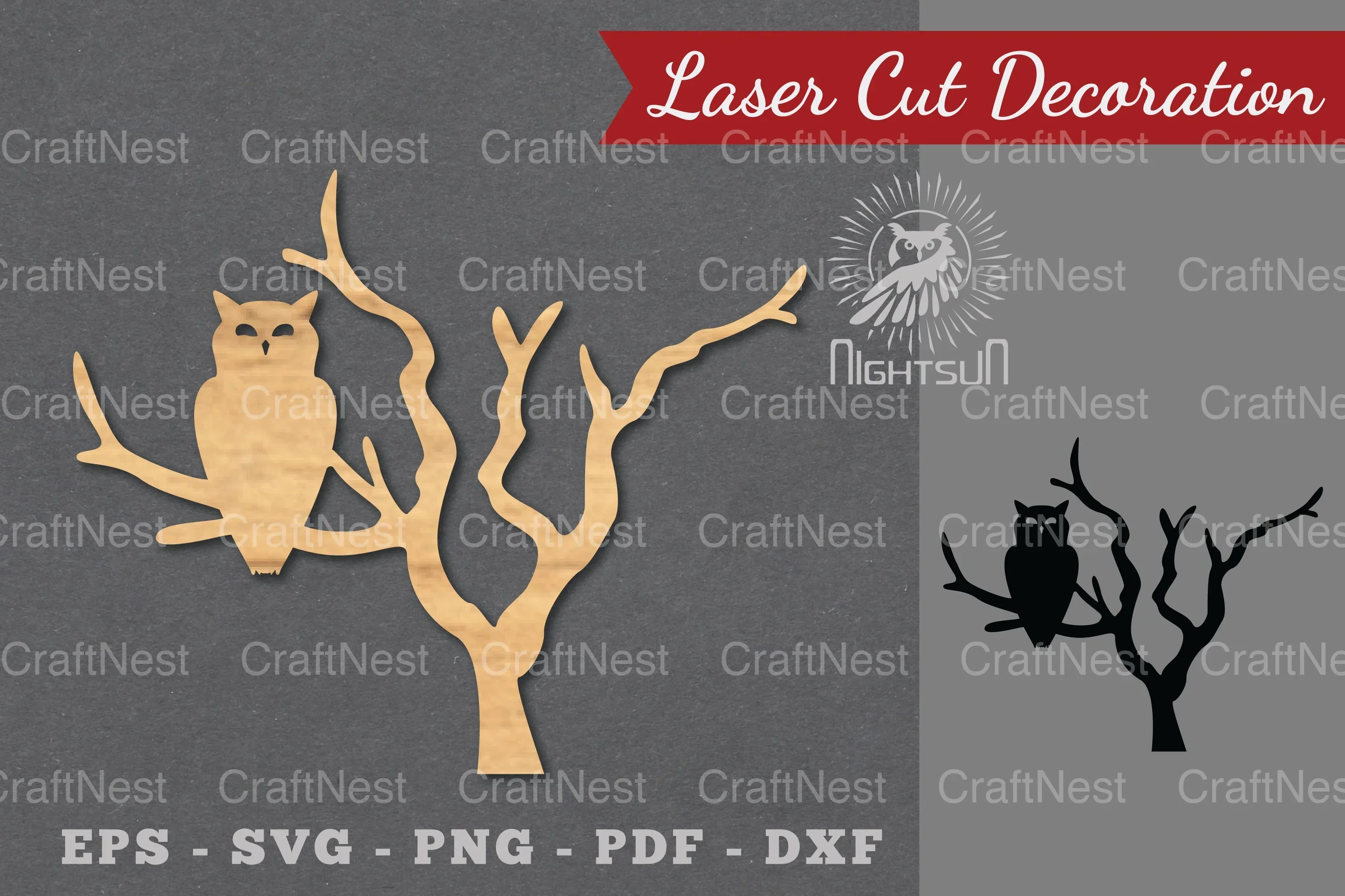Scary Owl Laser Cut Decoration Clipart Bundle