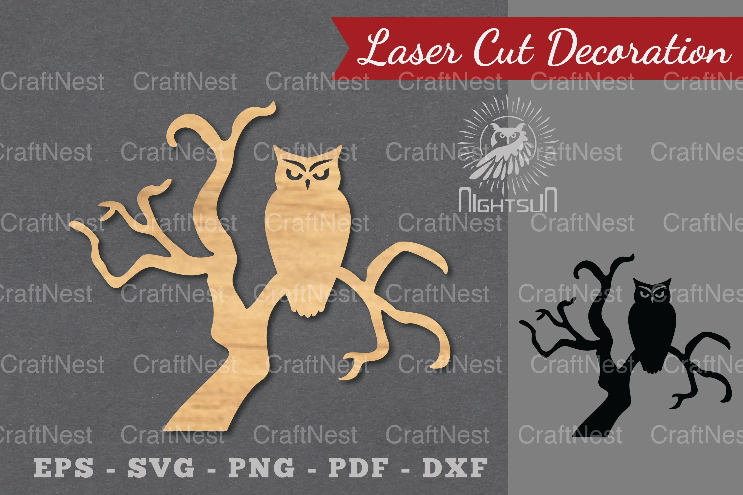 Scary Owl Laser Cut Decoration Clipart Bundle