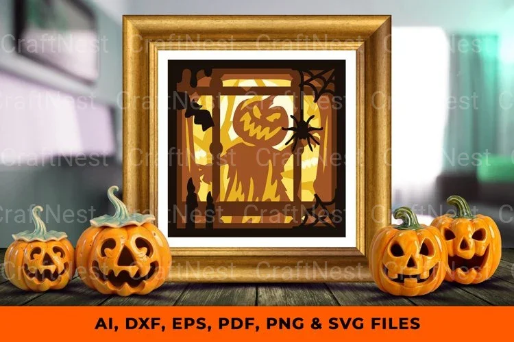 Scary Pumpkin 3D Shadow Box SVG Bundle