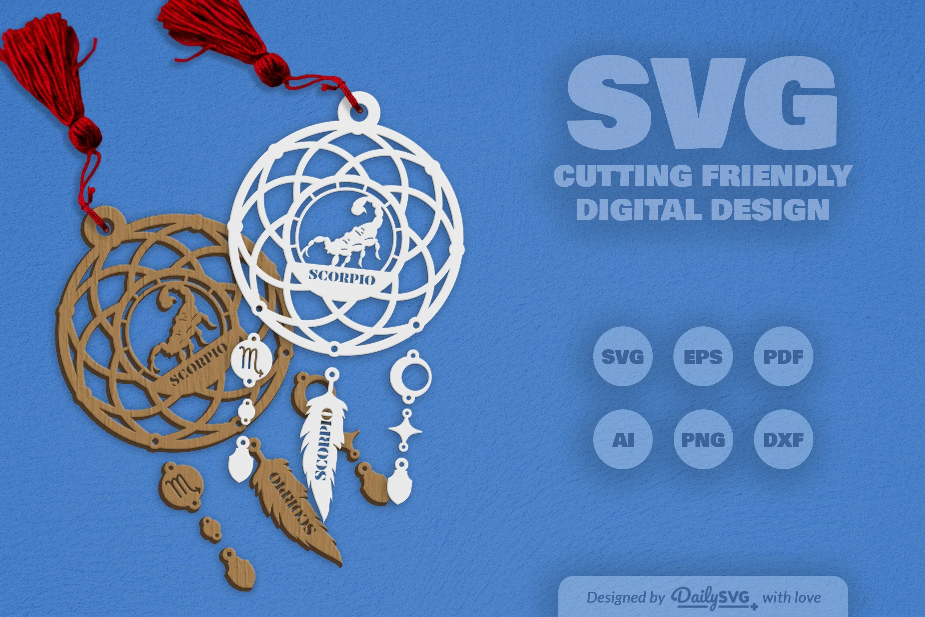 Scorpio Dream Catcher Laser Cut Clipart Set - Image 3