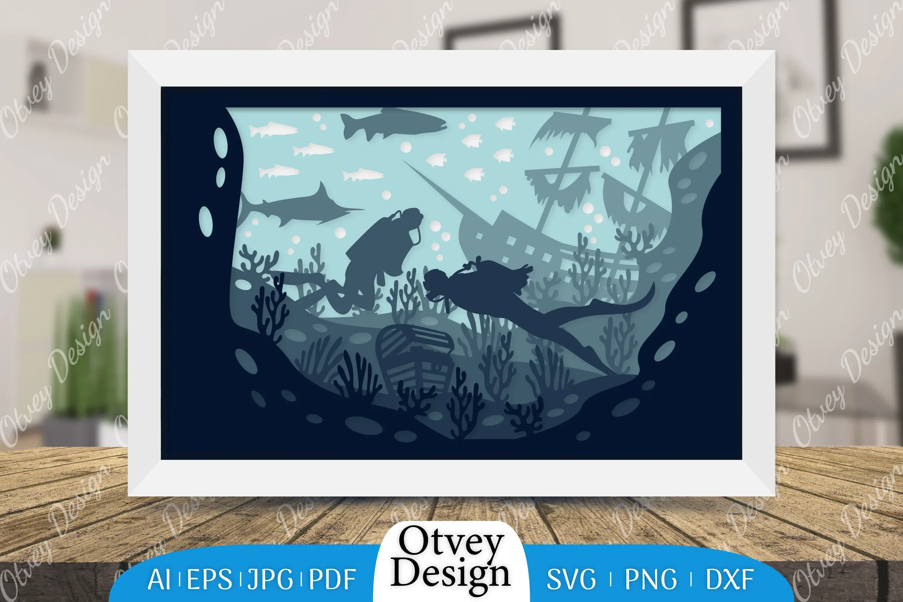 Scuba Diver 3D ShadowBox SVG Bundle - Image 2