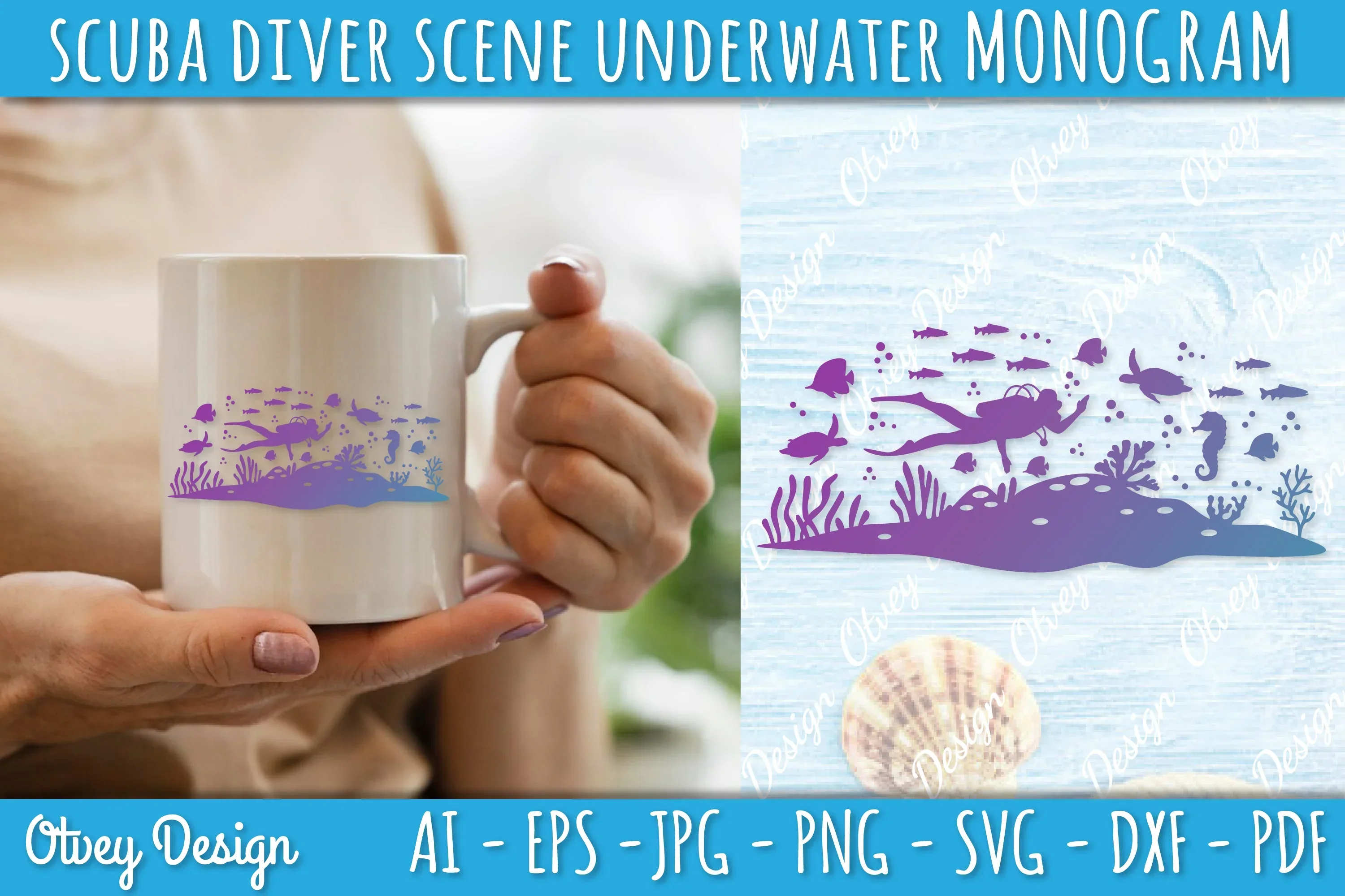 Scuba Diver Monogram SVG Bundle - Image 3