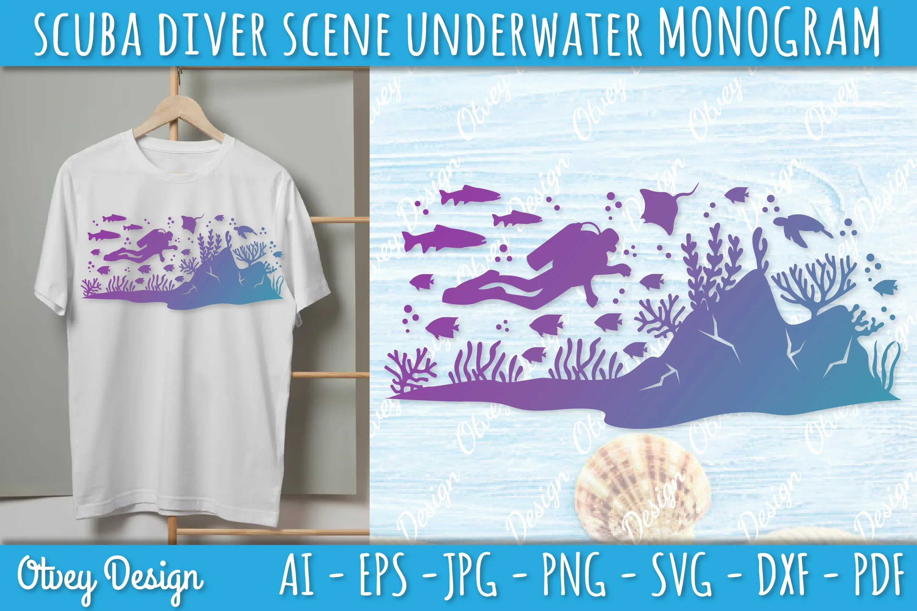Scuba Diver Monogram SVG Bundle - Image 2
