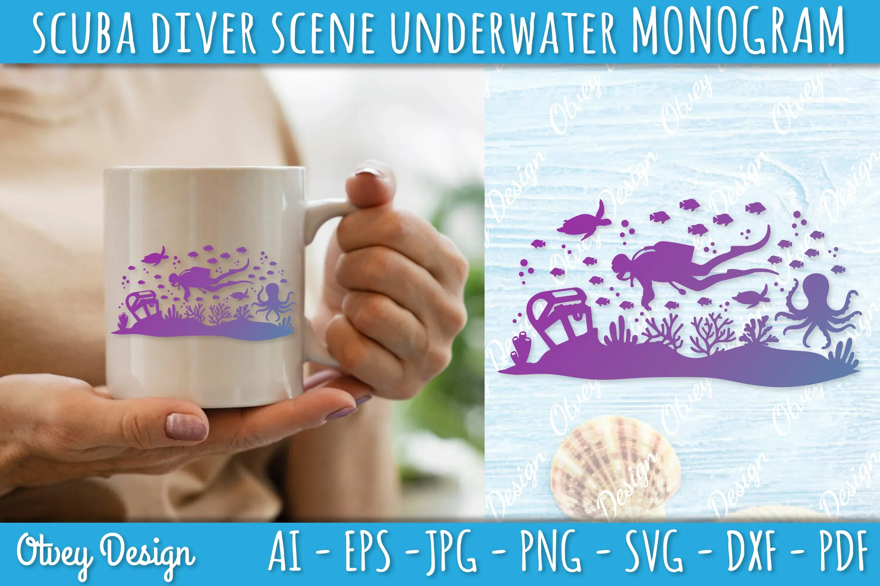 Scuba Diver Monogram SVG Bundle - Image 3