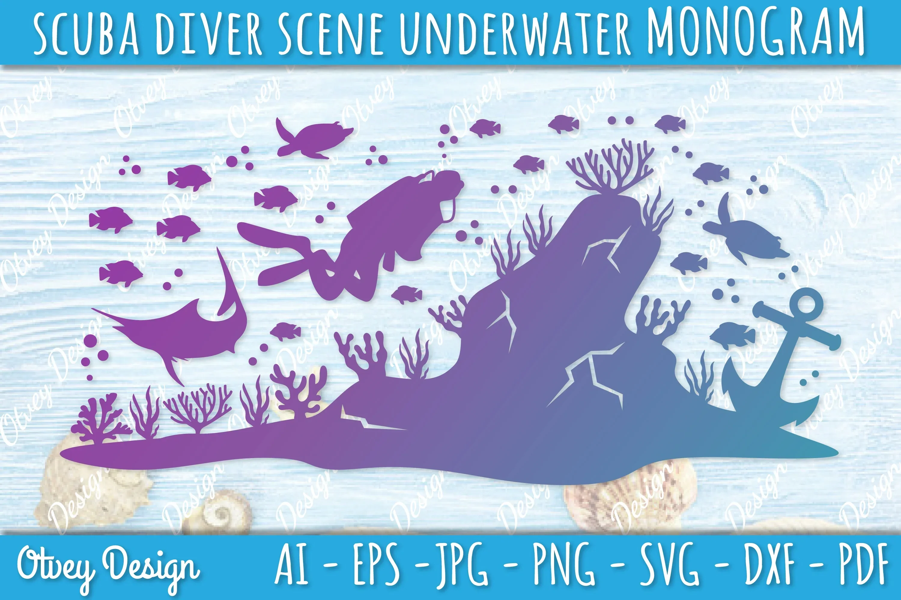 Scuba Diver Monogram SVG Bundle