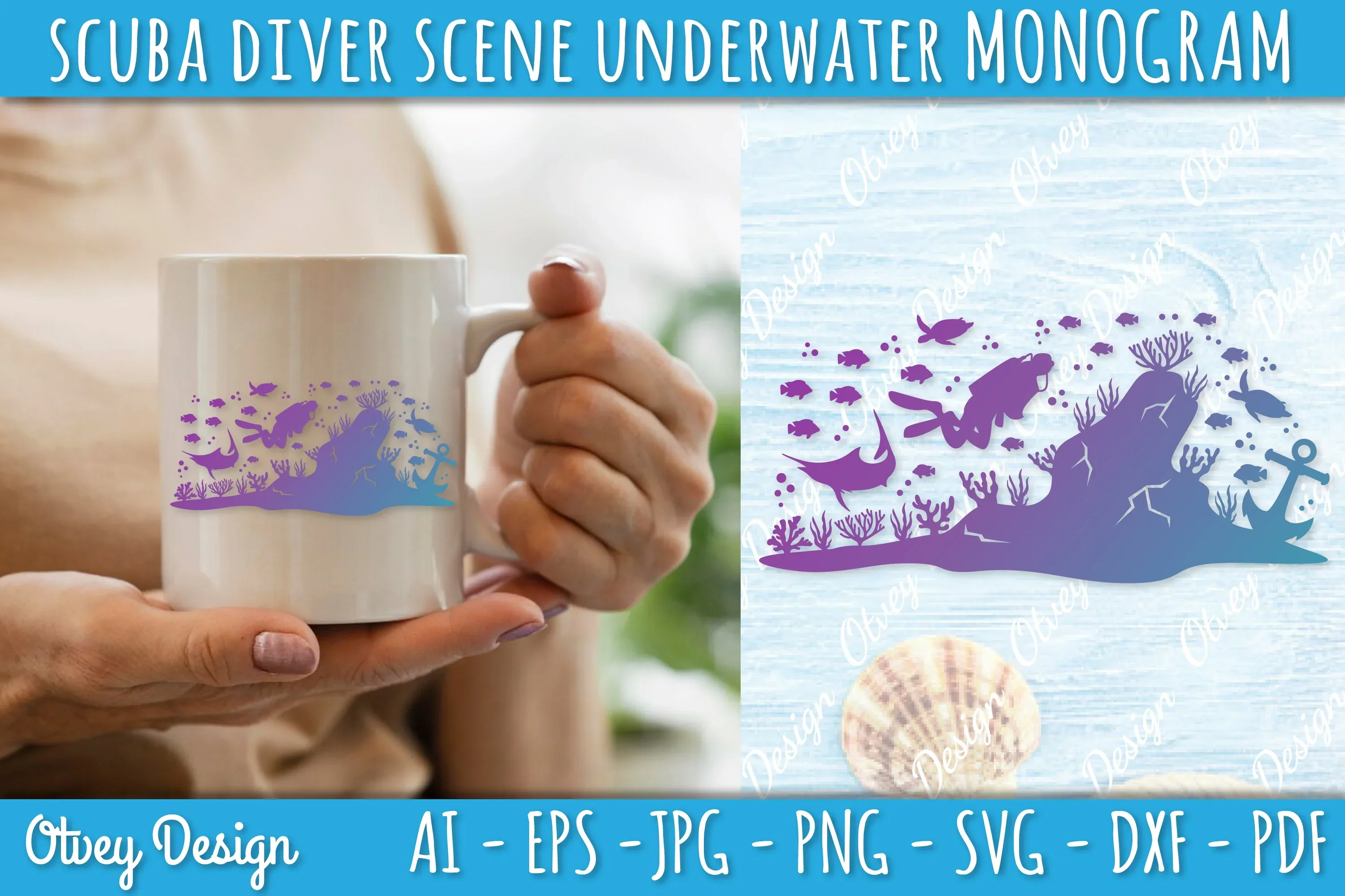 Scuba Diver Monogram SVG Bundle - Image 3