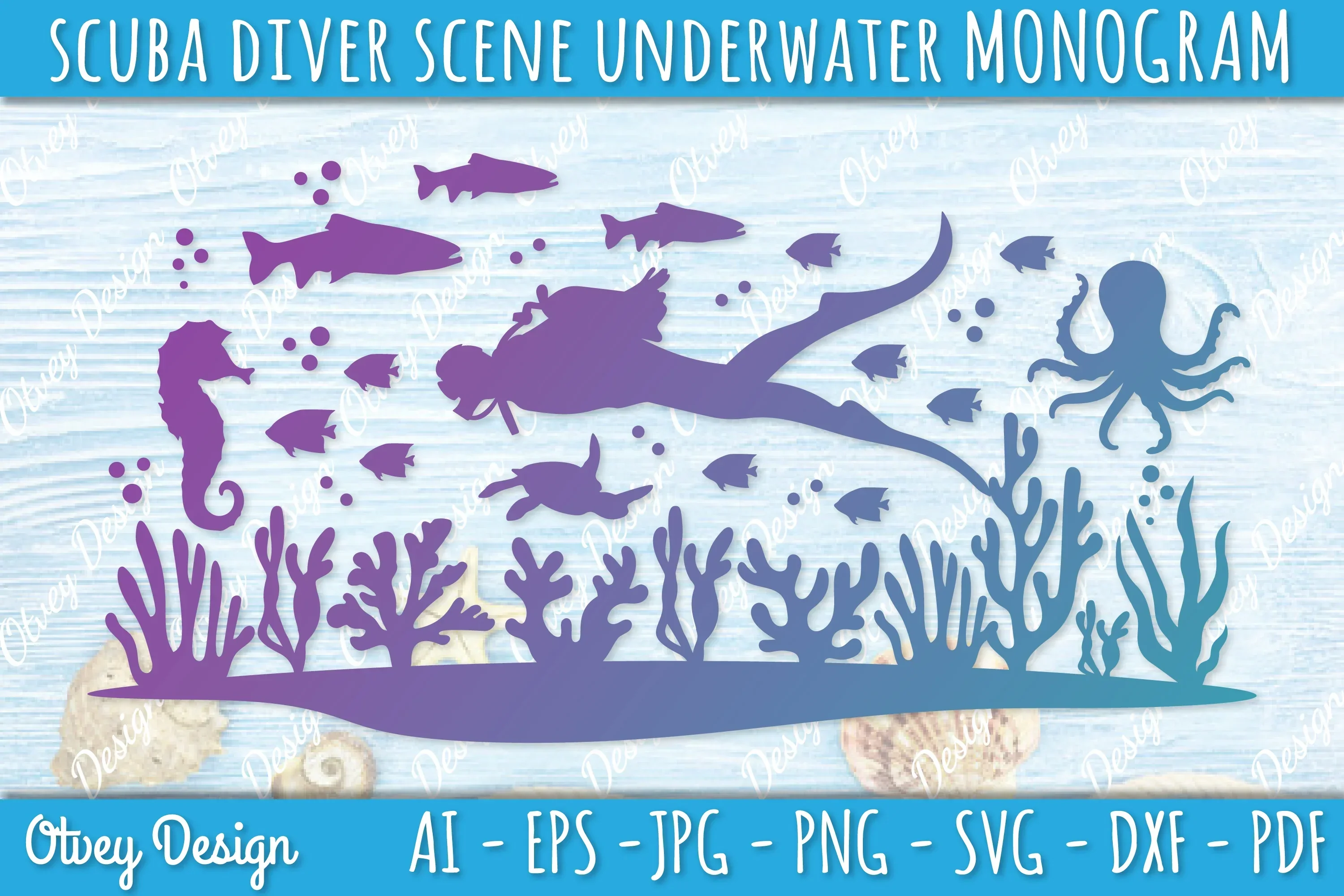 Scuba Diver Monogram SVG Bundle