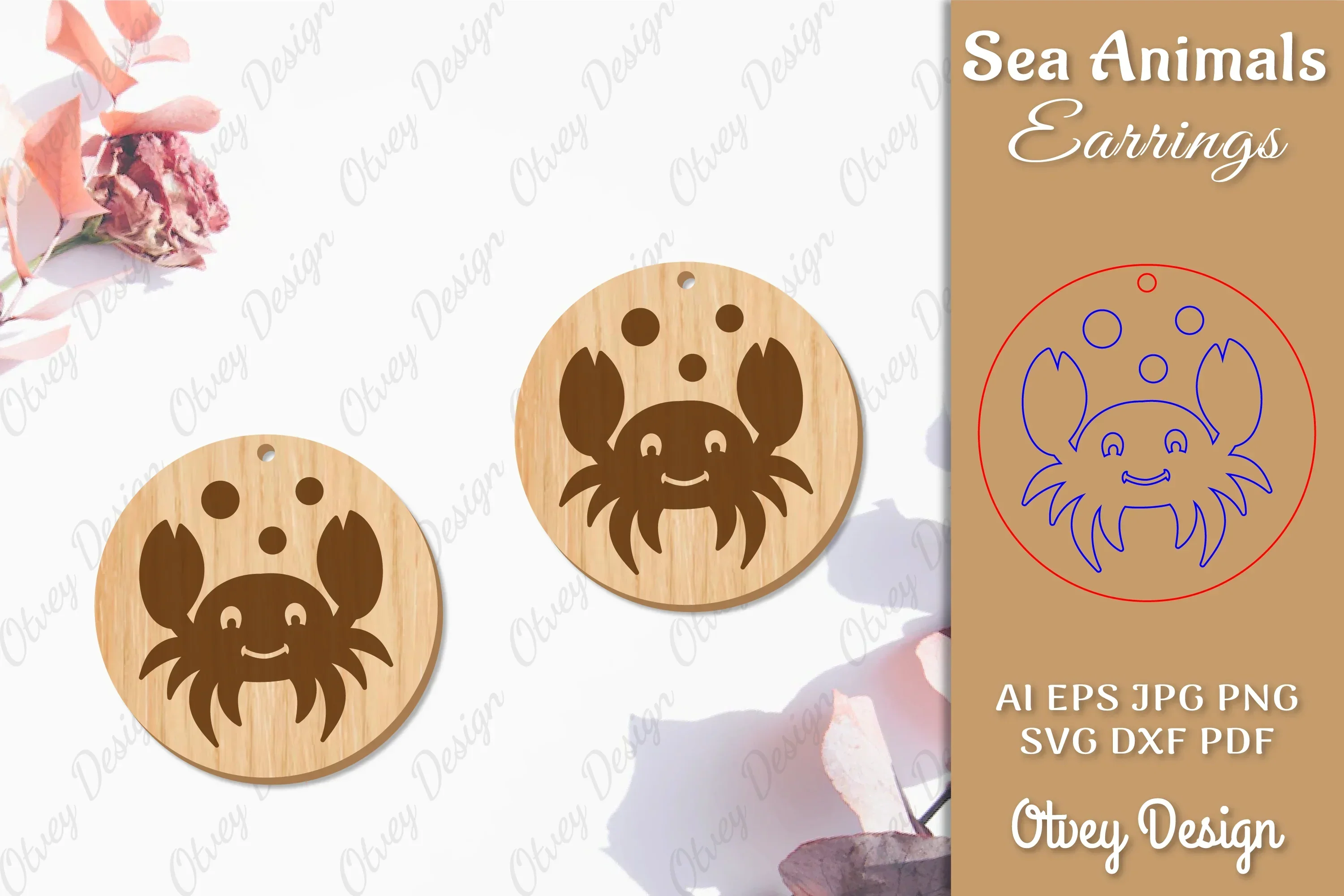 Sea Animals Earrings Laser Cut SVG Bundle