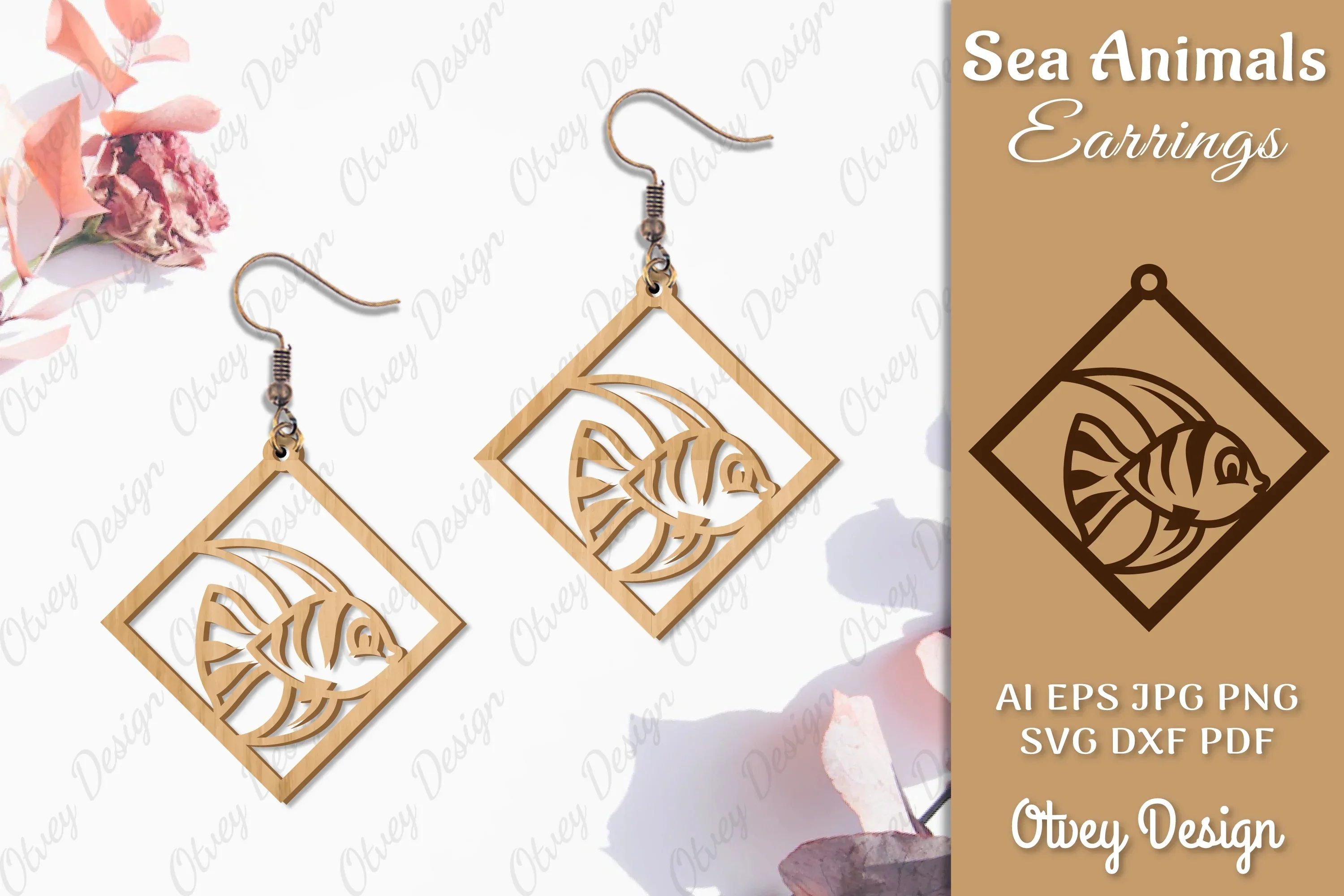 Sea Animals Earrings Laser Cut SVG Bundle