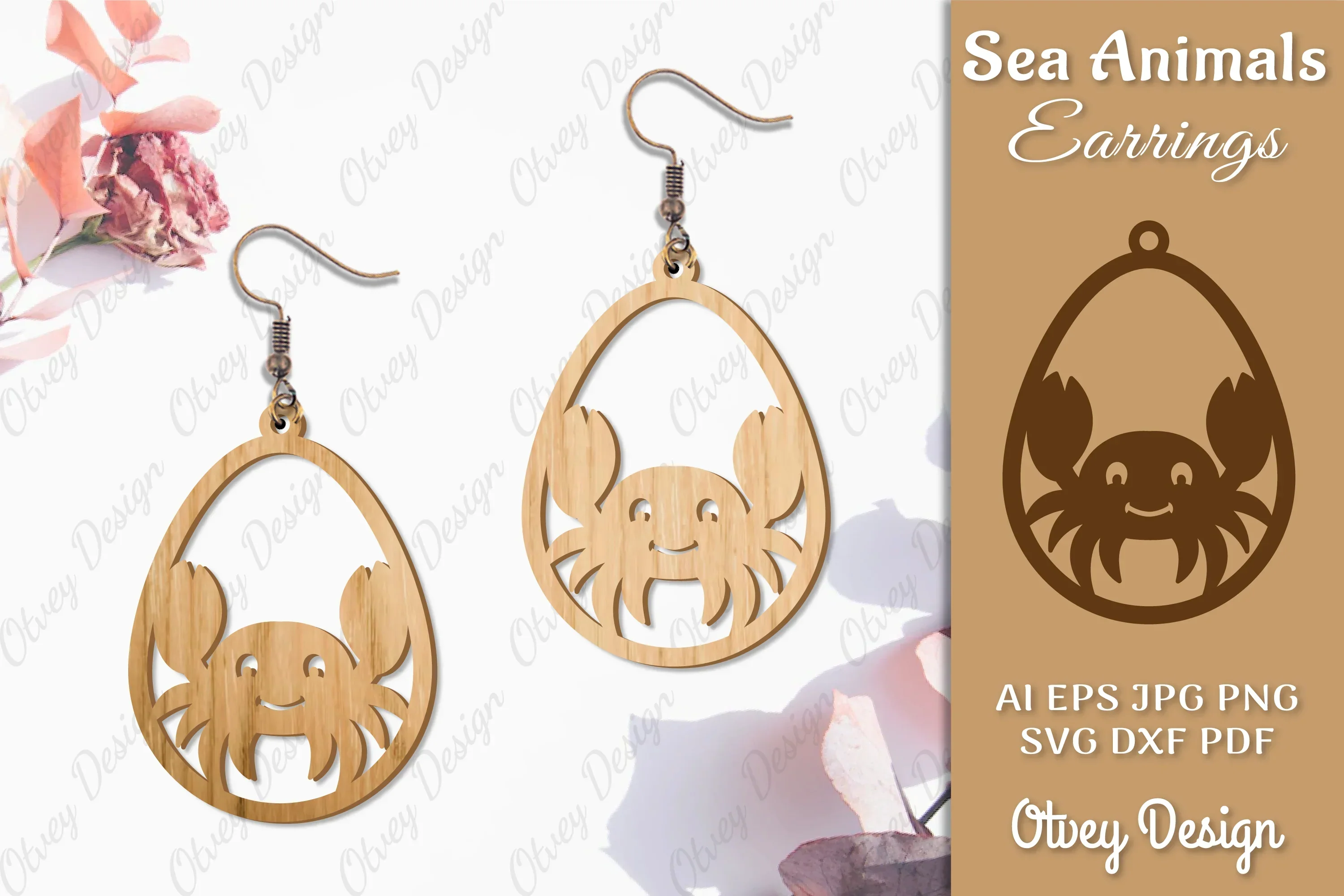 Sea Animals Earrings Laser Cut SVG Bundle