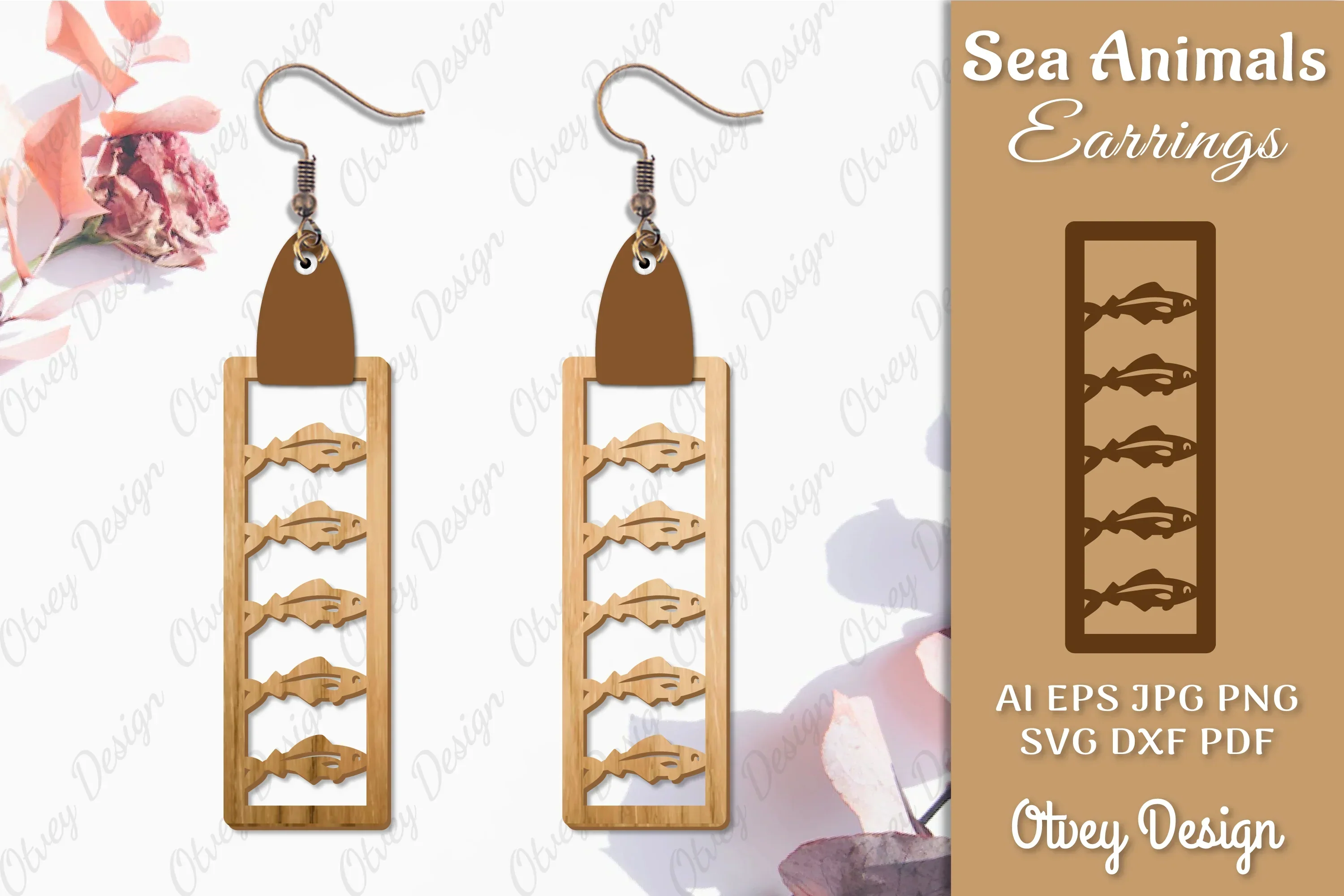 Sea Animals Earrings Laser Cut SVG Bundle