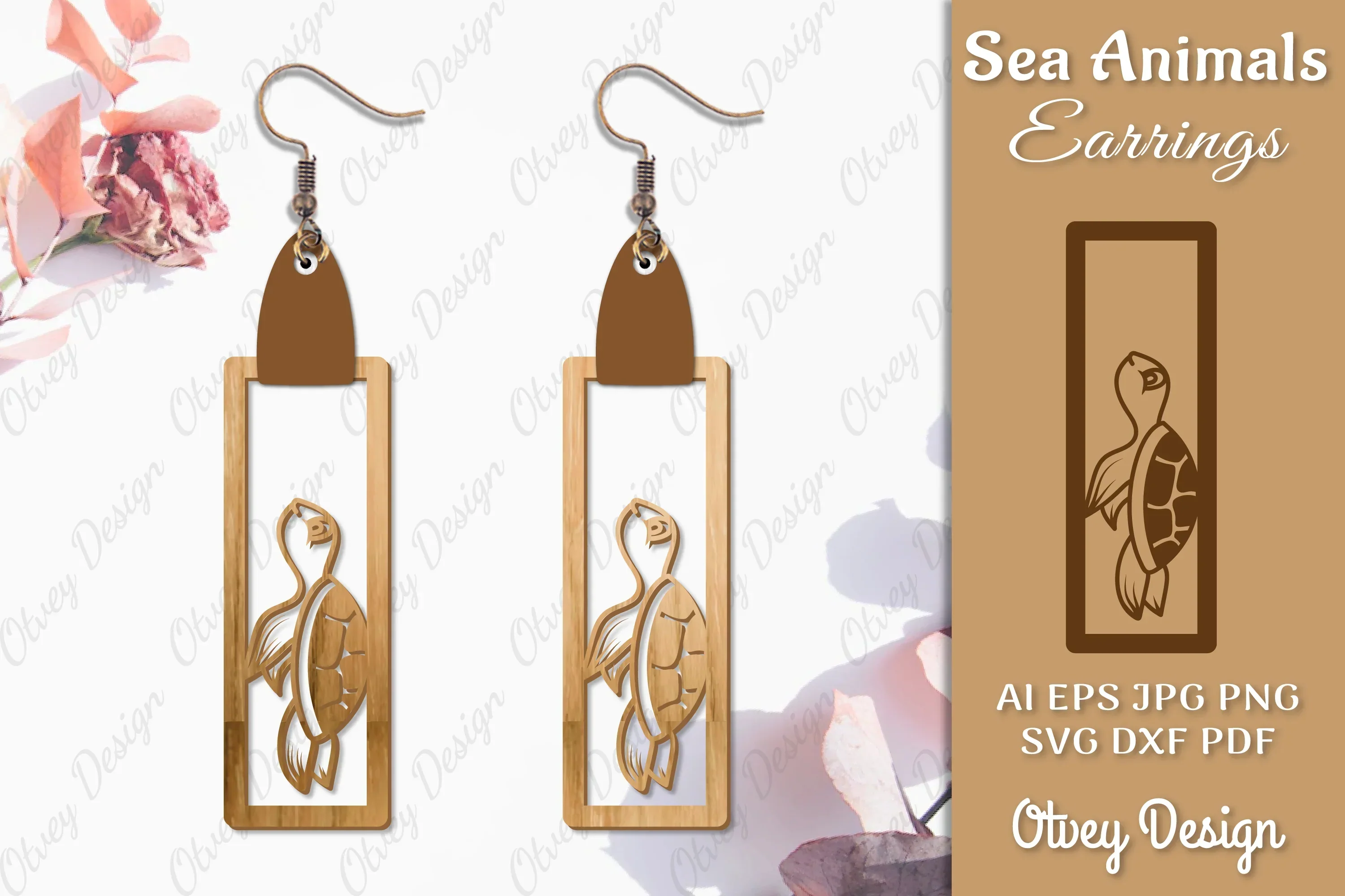 Sea Animals Earrings Laser Cut SVG Bundle