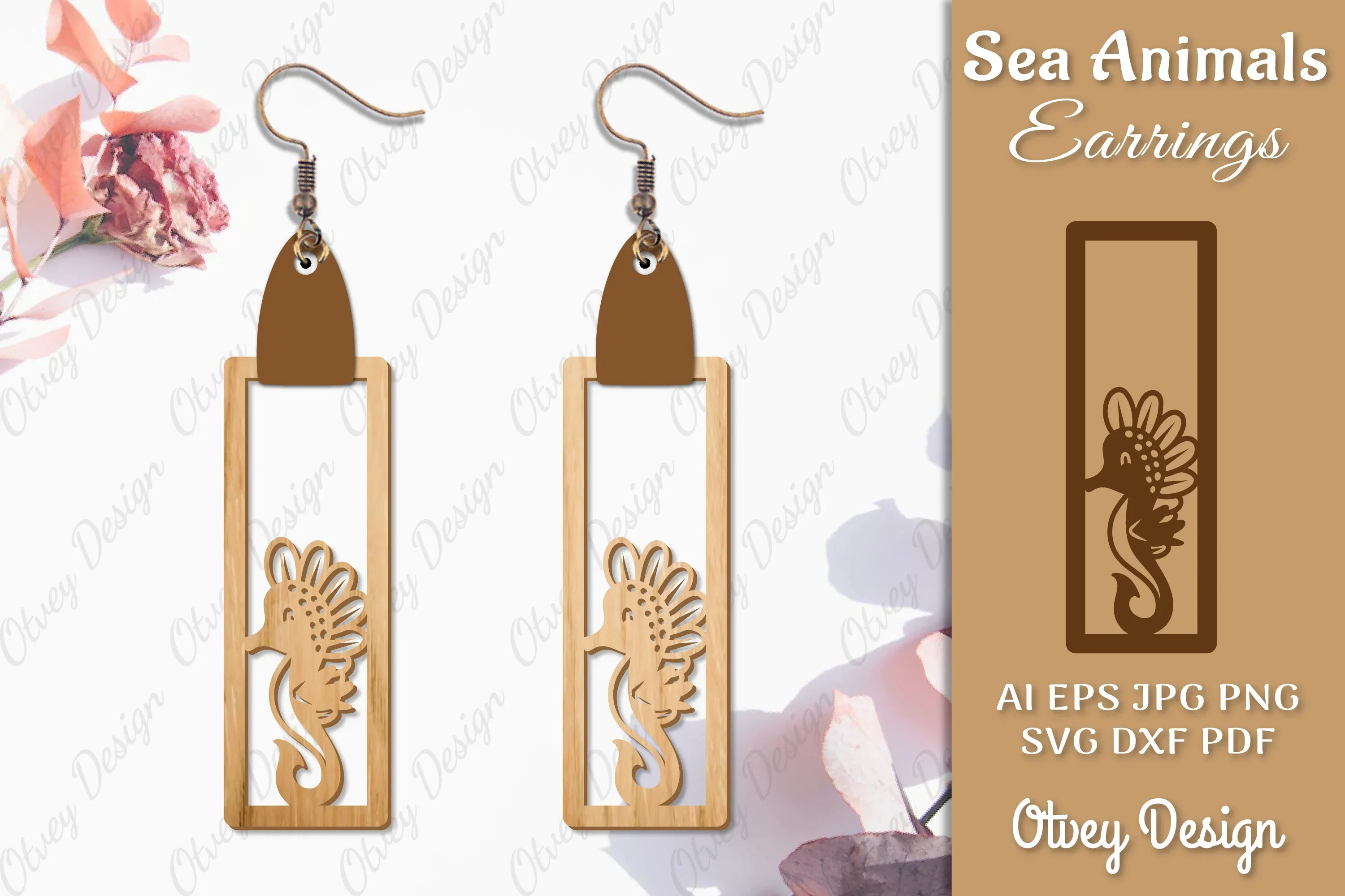 Sea Animals Earrings Laser Cut SVG Bundle