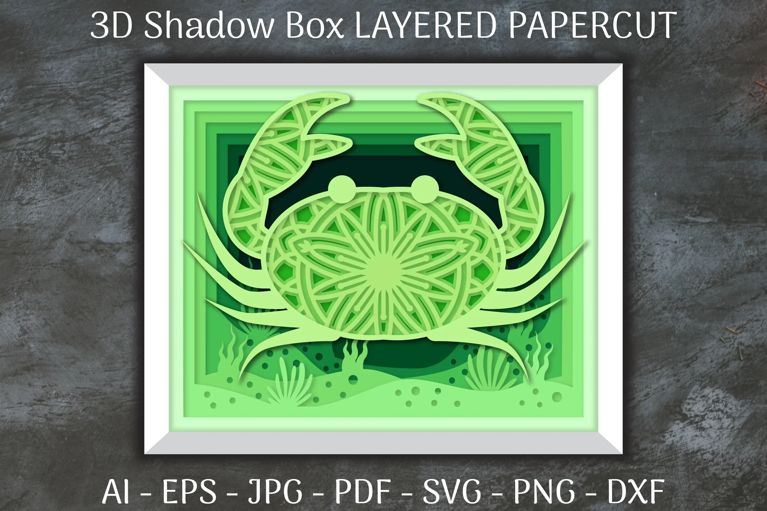 Sea Crab Mandala 3D Shadow Box Papercut SVG Bundle