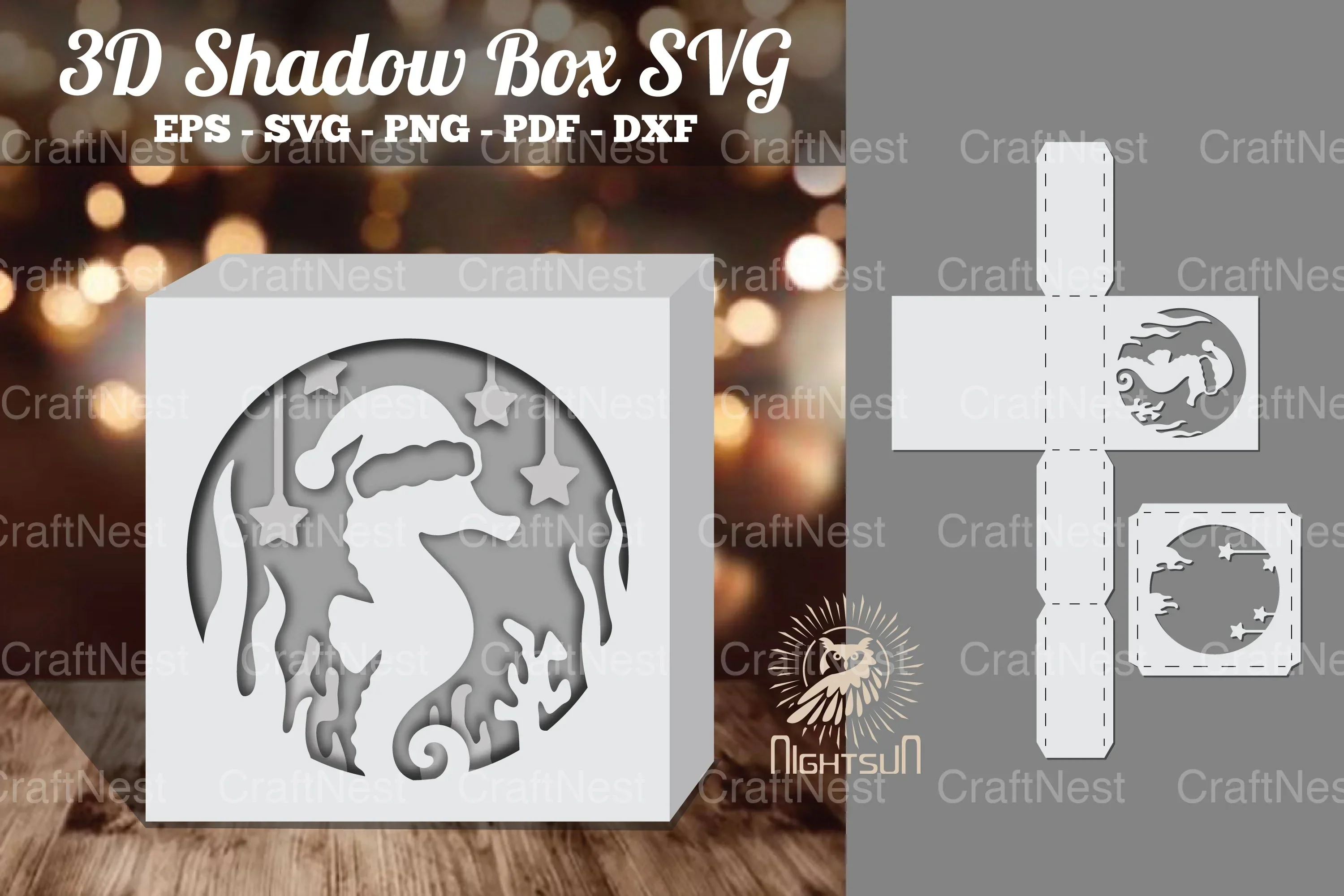 Sea Horse Papercut Shadow Box Design Bundle