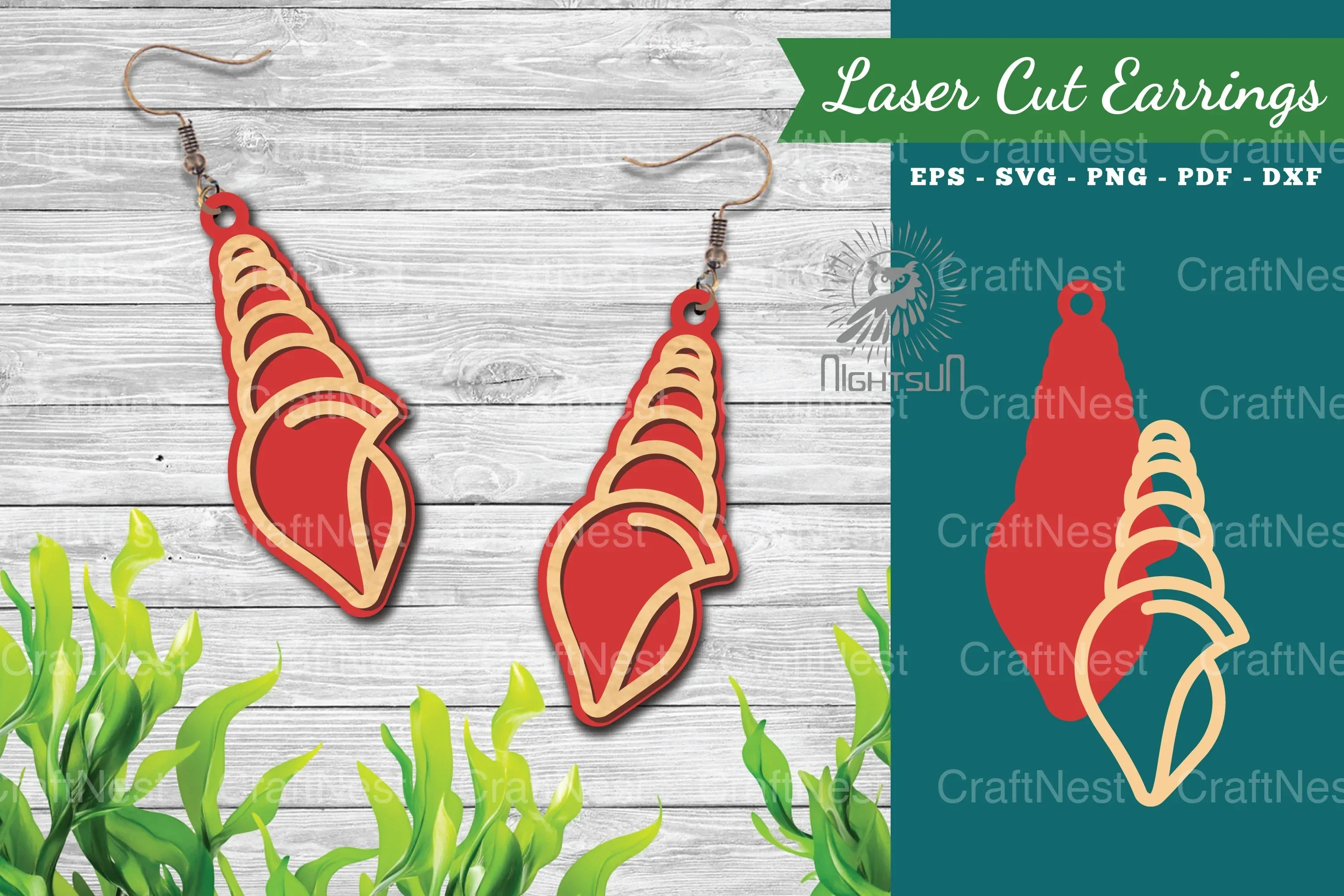 Sea Shells Laser Cut Earrings Design Bundle