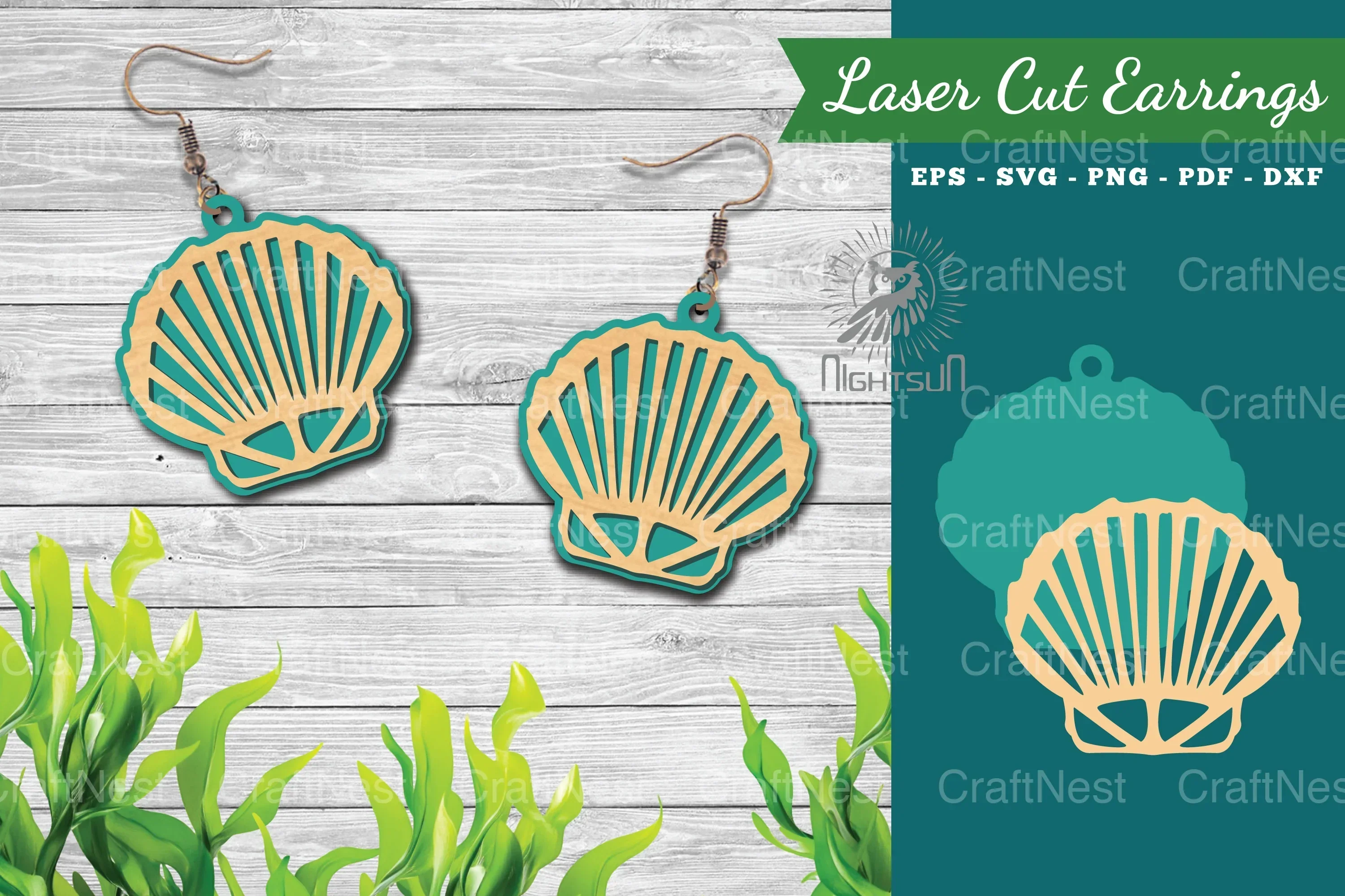 Sea Shells Laser Cut Earrings Design Bundle