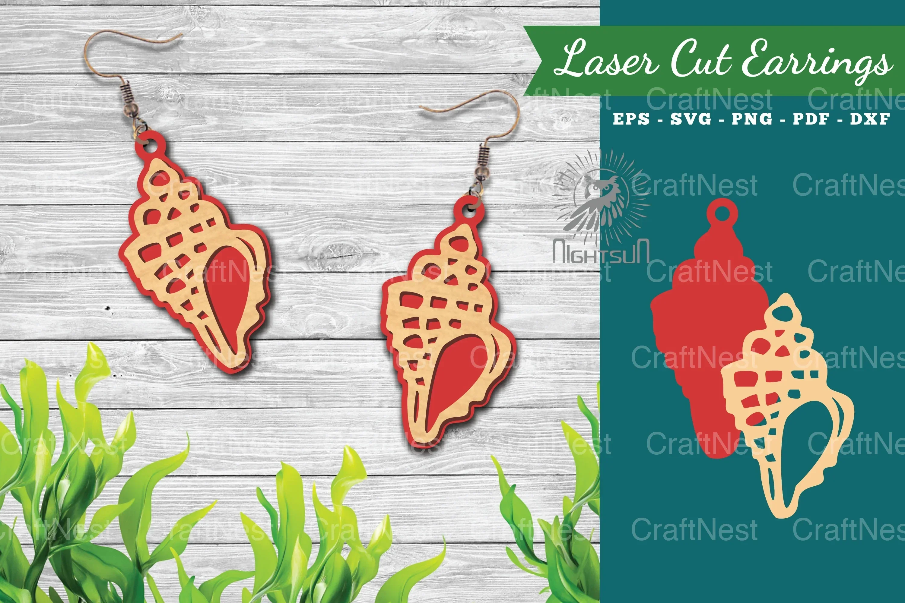Sea Shells Laser Cut Earrings Design Bundle