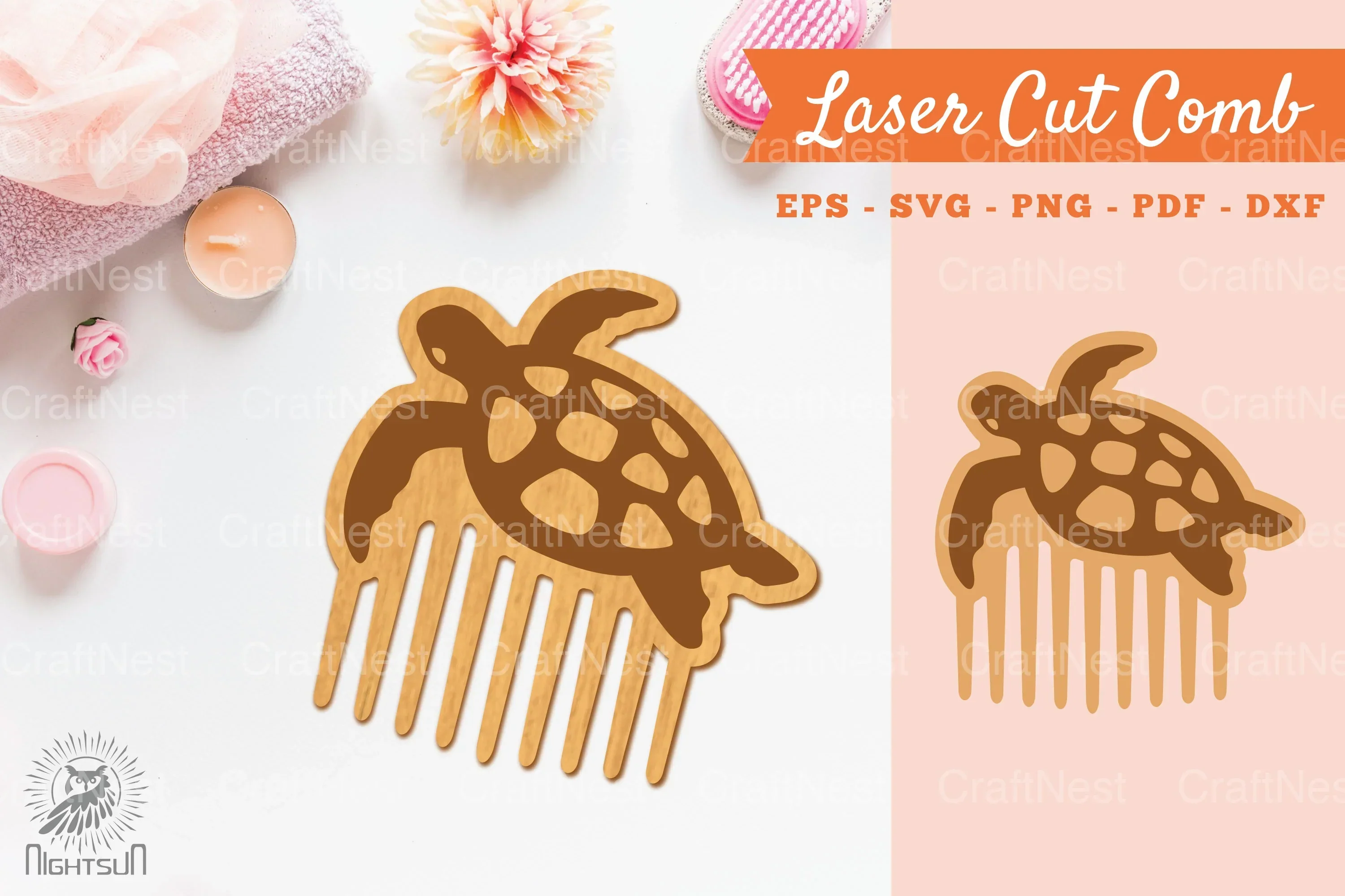 Sea Turtle Laser Cut Comb Clipart Bundle