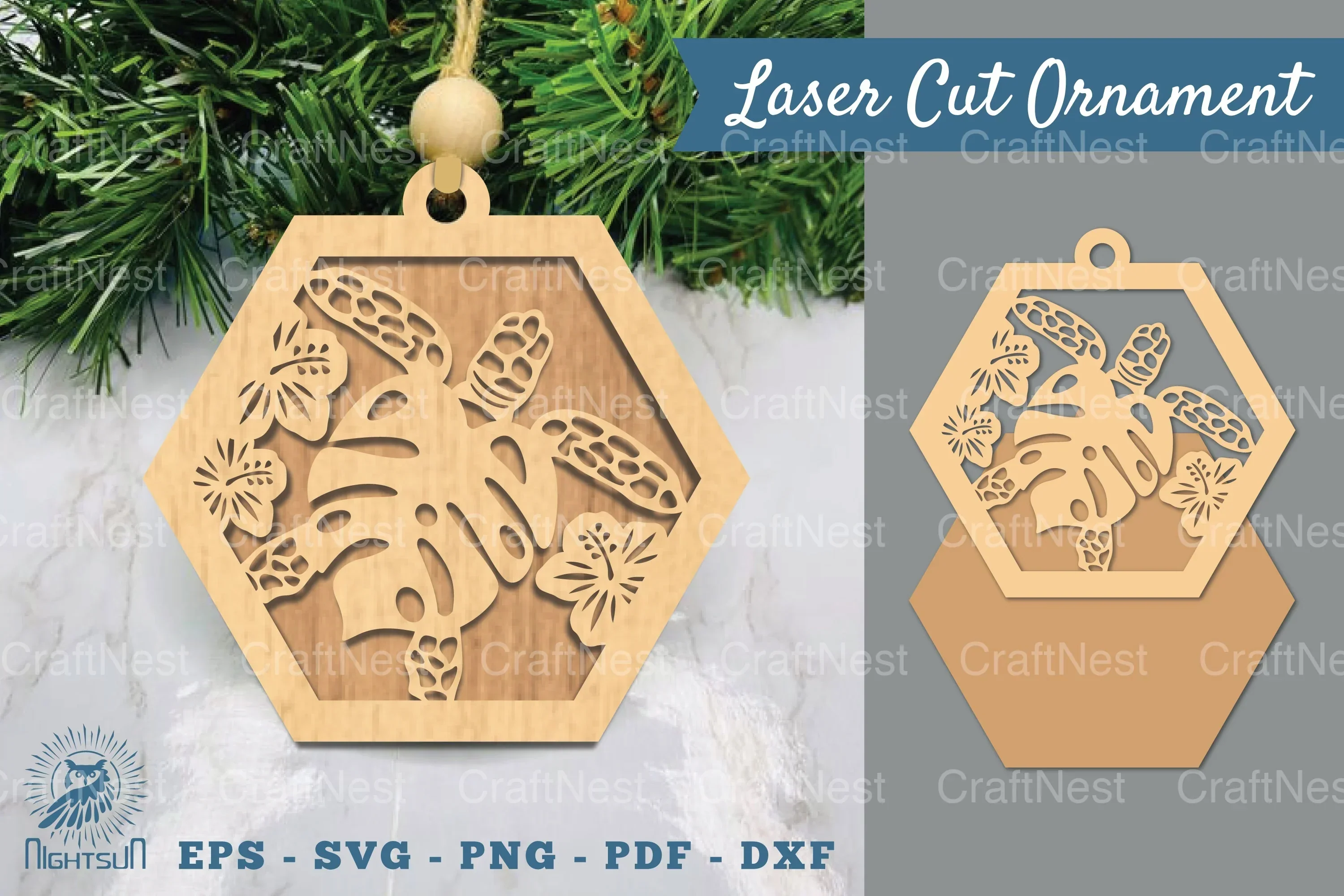 Sea Turtle Laser Cut Ornament Clipart Bundle