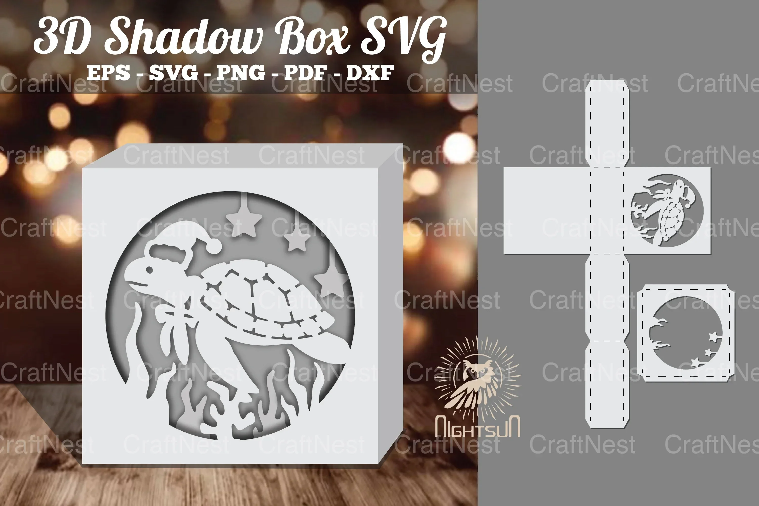 Sea Turtle Papercut Shadow Box Design