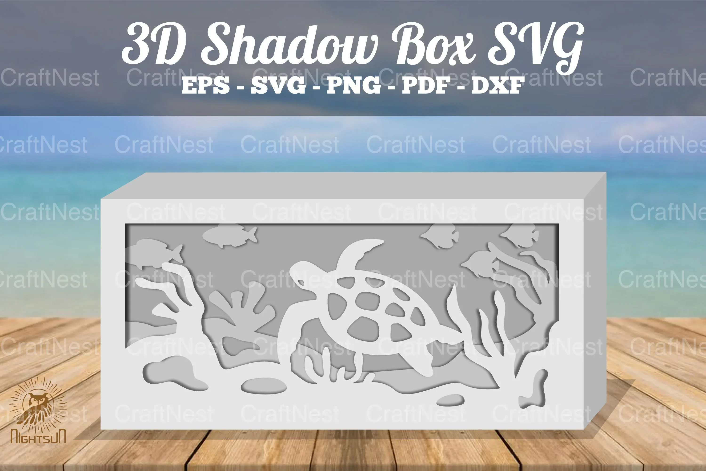 Seaturtle Underwater Scene Shadow Box SVG Bundle