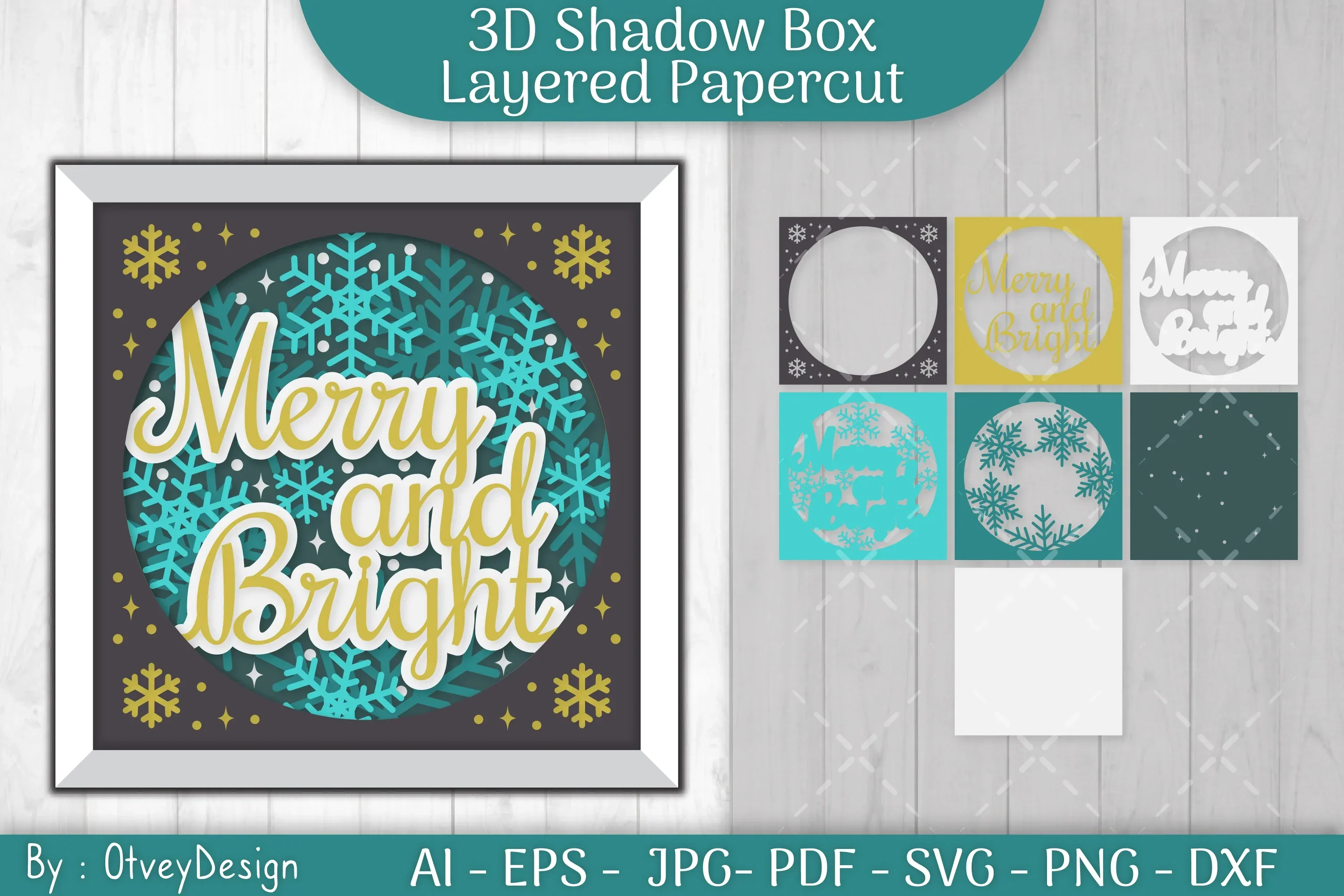 Shadow Box Merry Christmas Layered Papercut SVG Bundle - Image 3