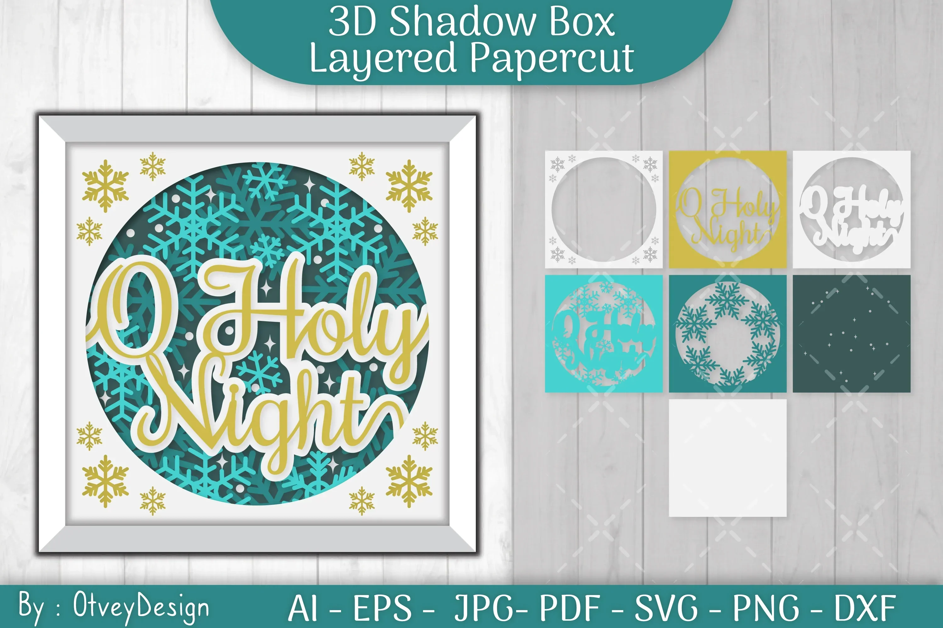 Shadow Box Merry Christmas Layered Papercut SVG Bundle