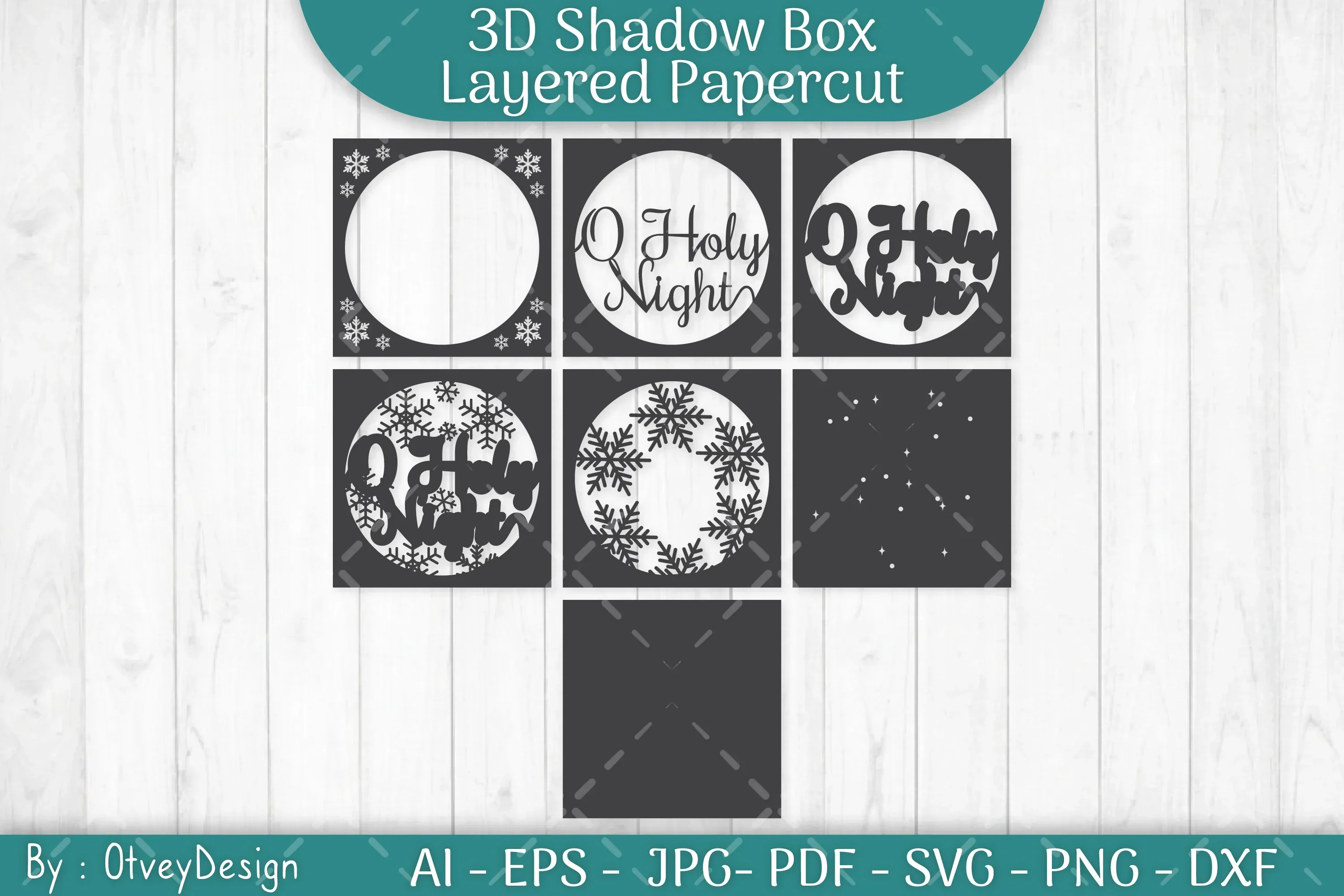 Shadow Box Merry Christmas Layered Papercut SVG Bundle - Image 3