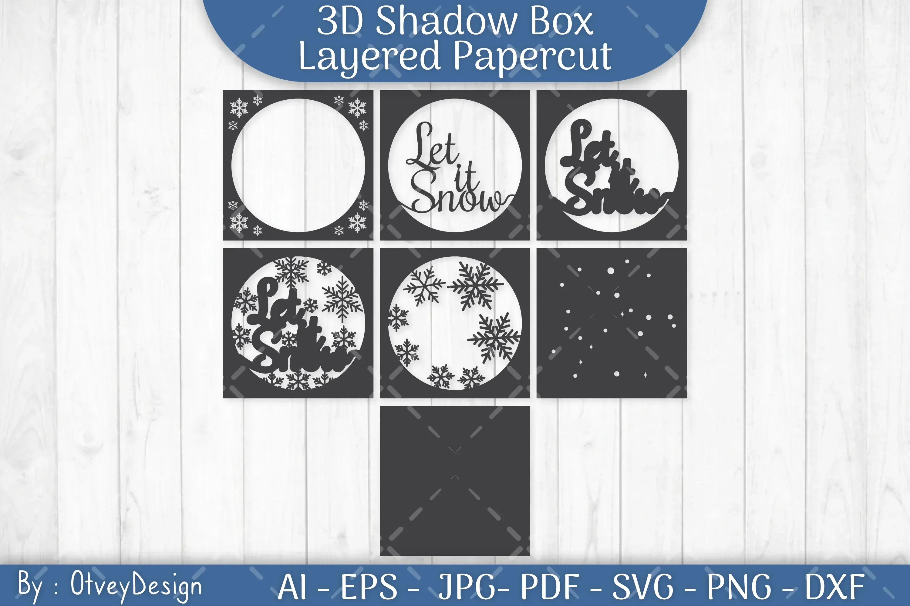 Shadow Box Merry Christmas Layered Papercut SVG Bundle - Image 3