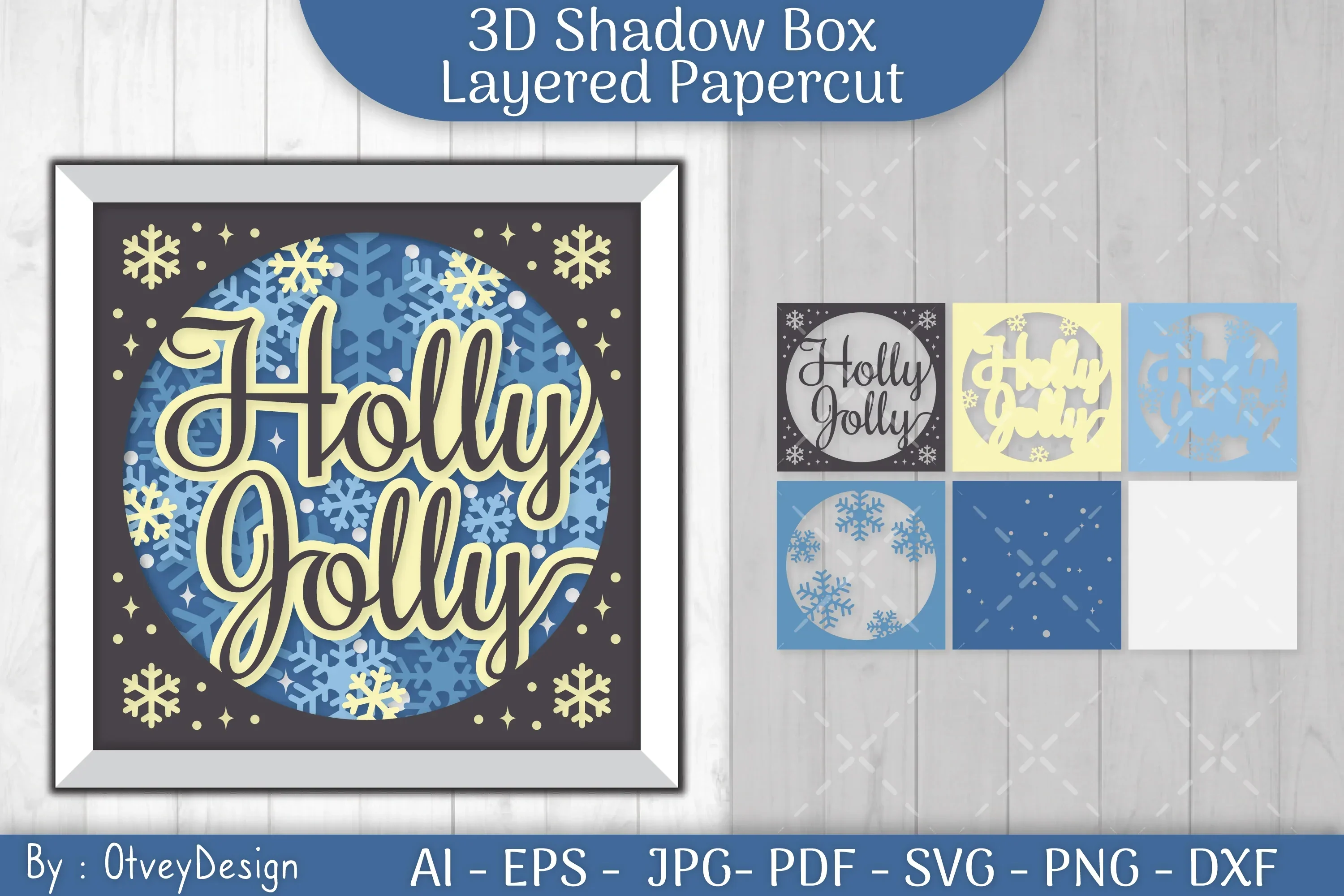 Shadow Box Merry Christmas Layered Papercut SVG Bundle - Image 2